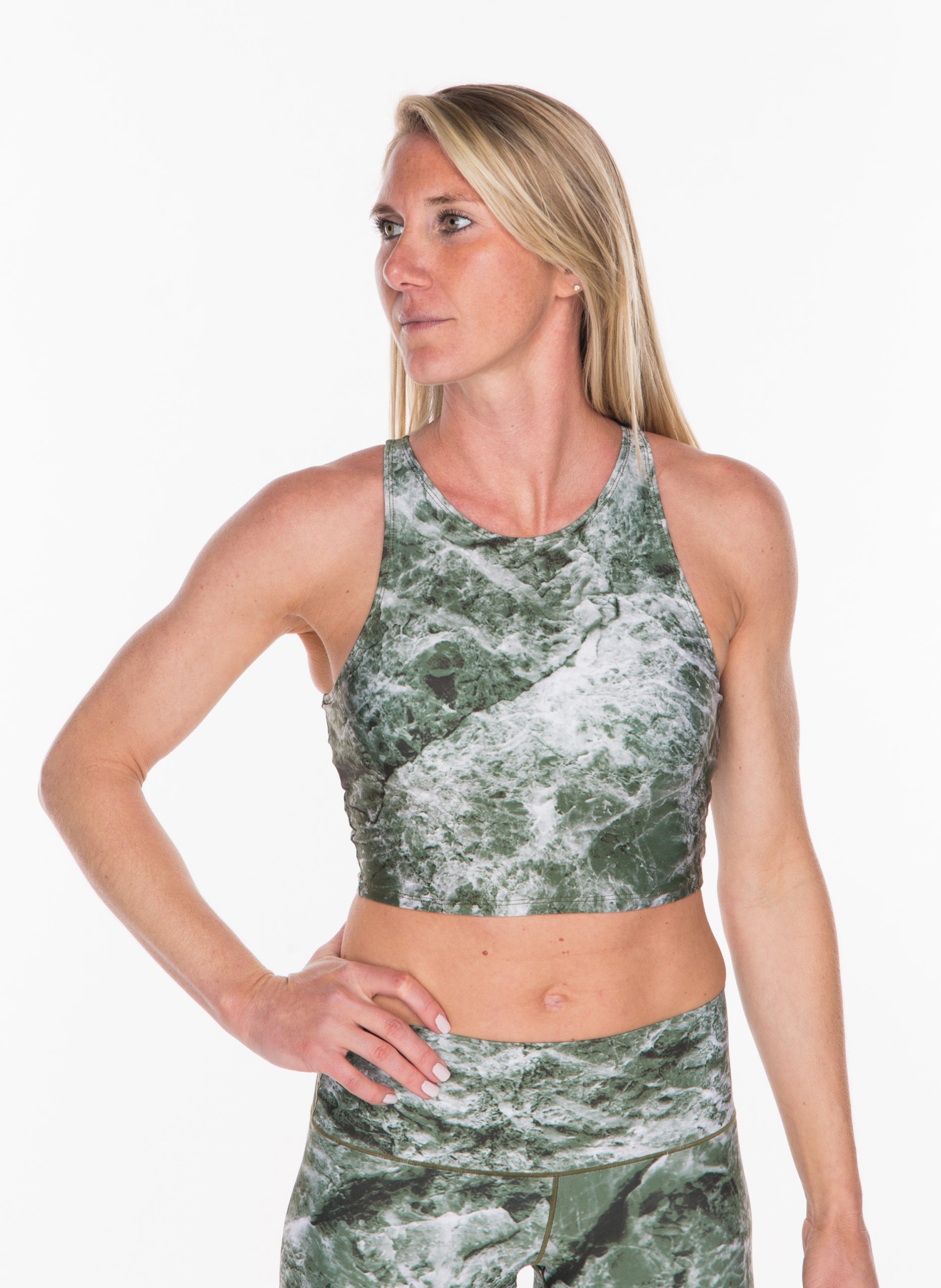 Eco-Friendly Sage Marble Crop Top