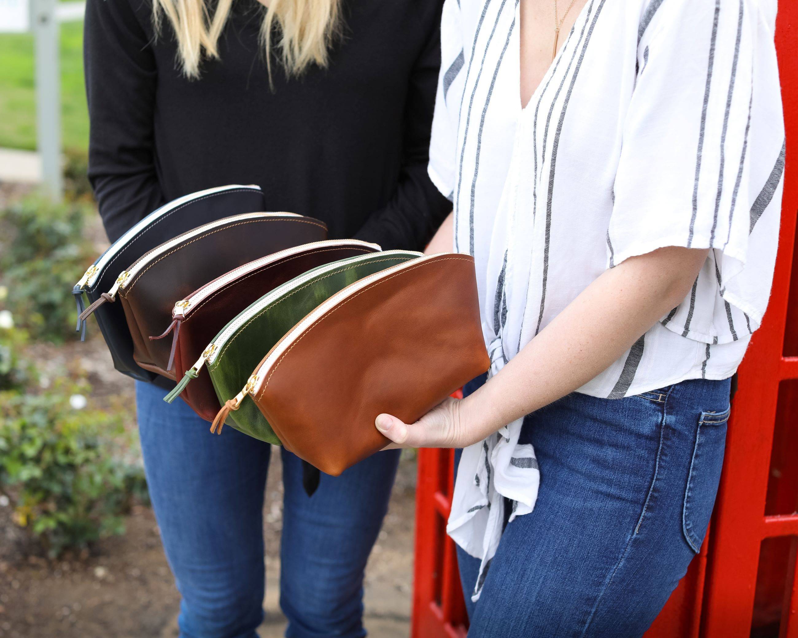 Eclipse Full Grain Leather Cosmetic Bag