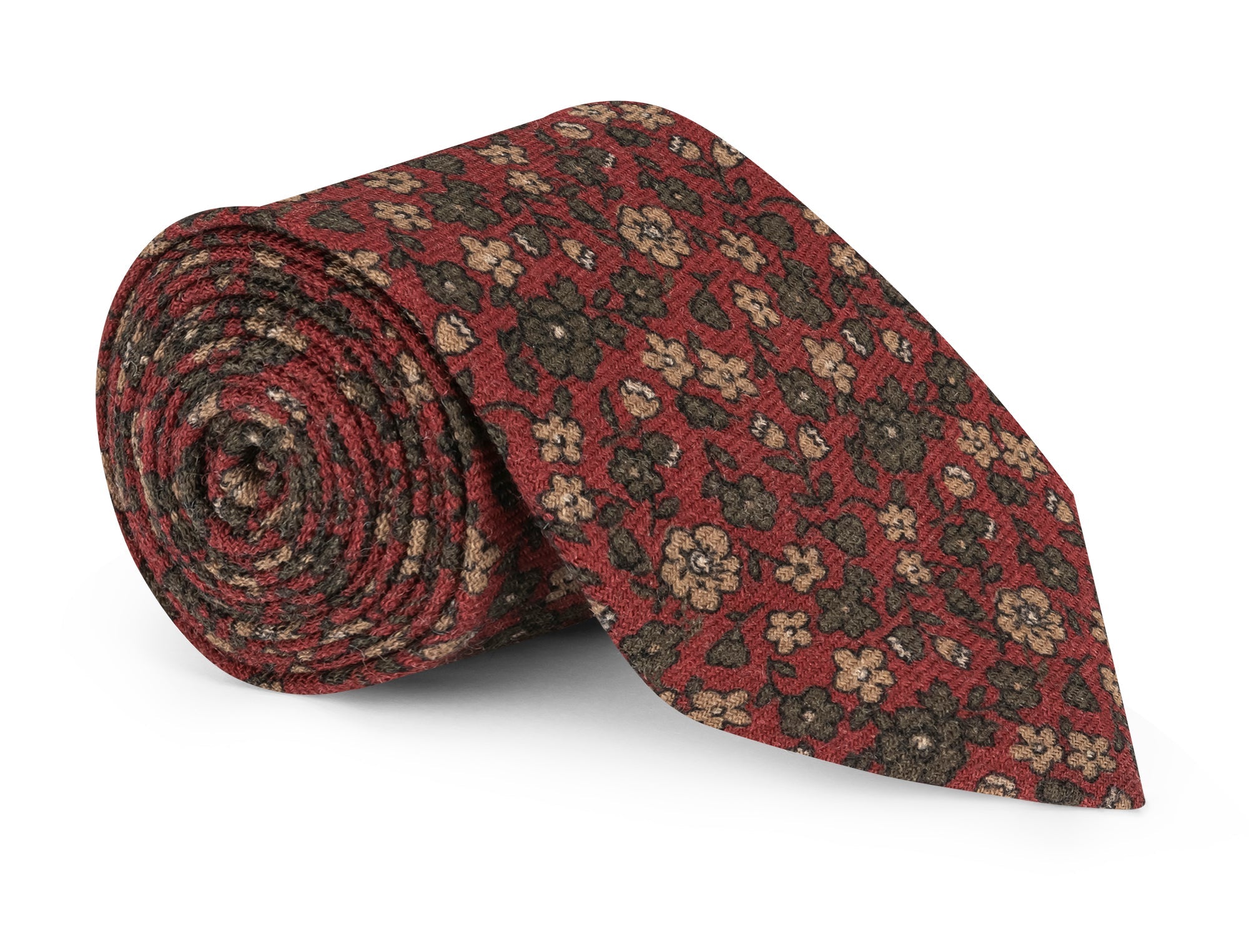Handmade Sanders Crimson Floral Tie - Wool
