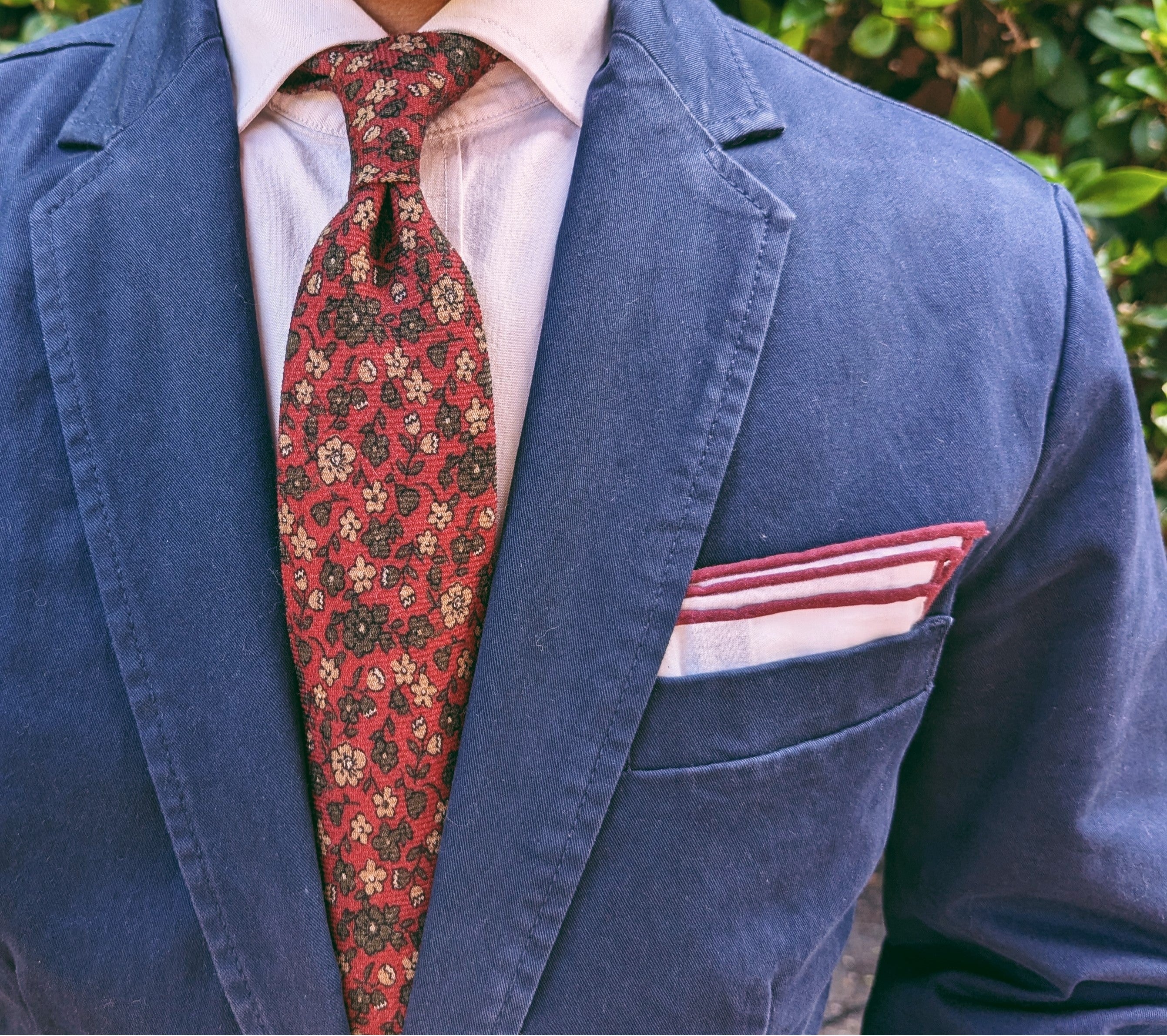 Handmade Sanders Crimson Floral Tie - Wool