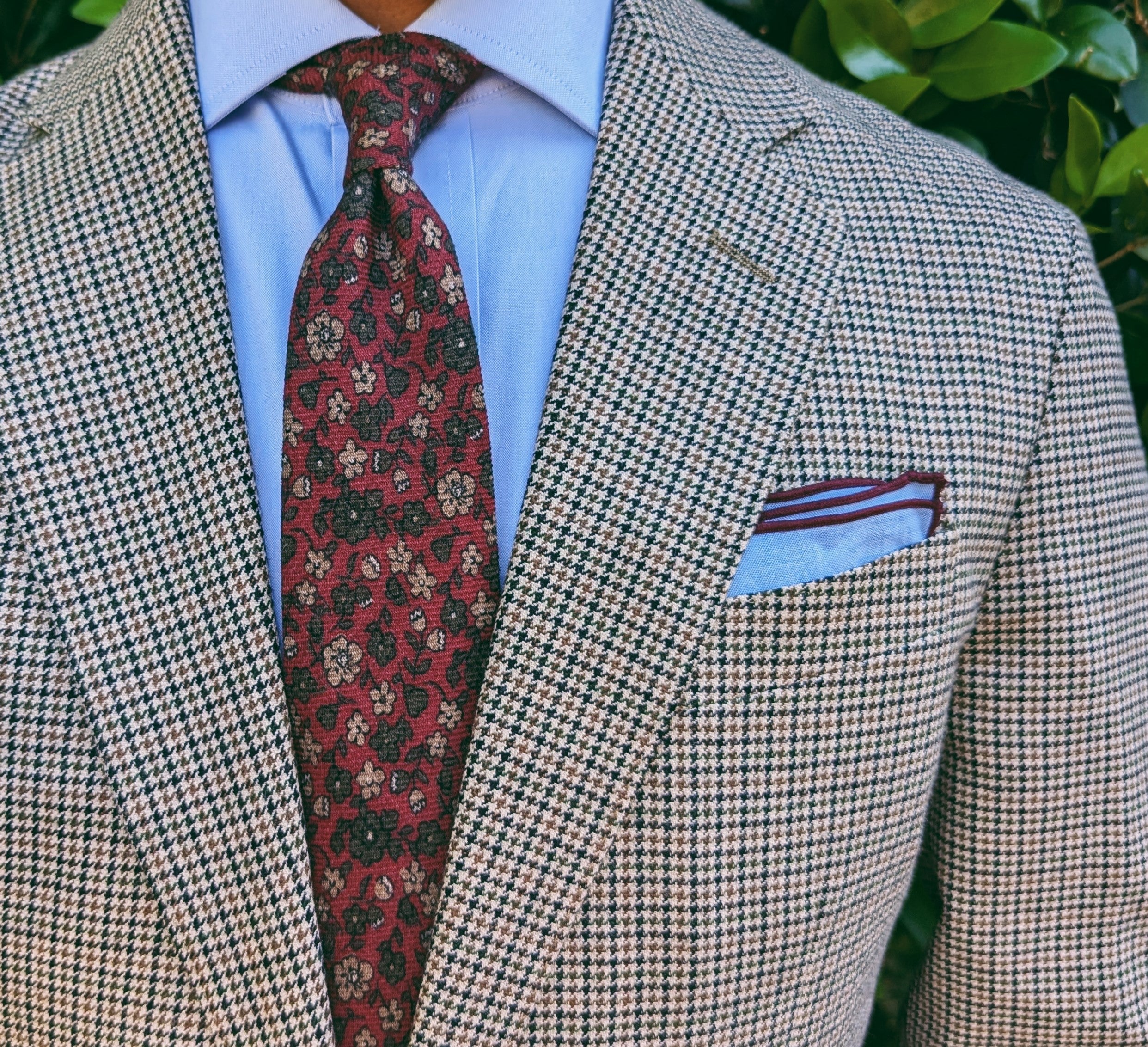 Handmade Sanders Crimson Floral Tie - Wool