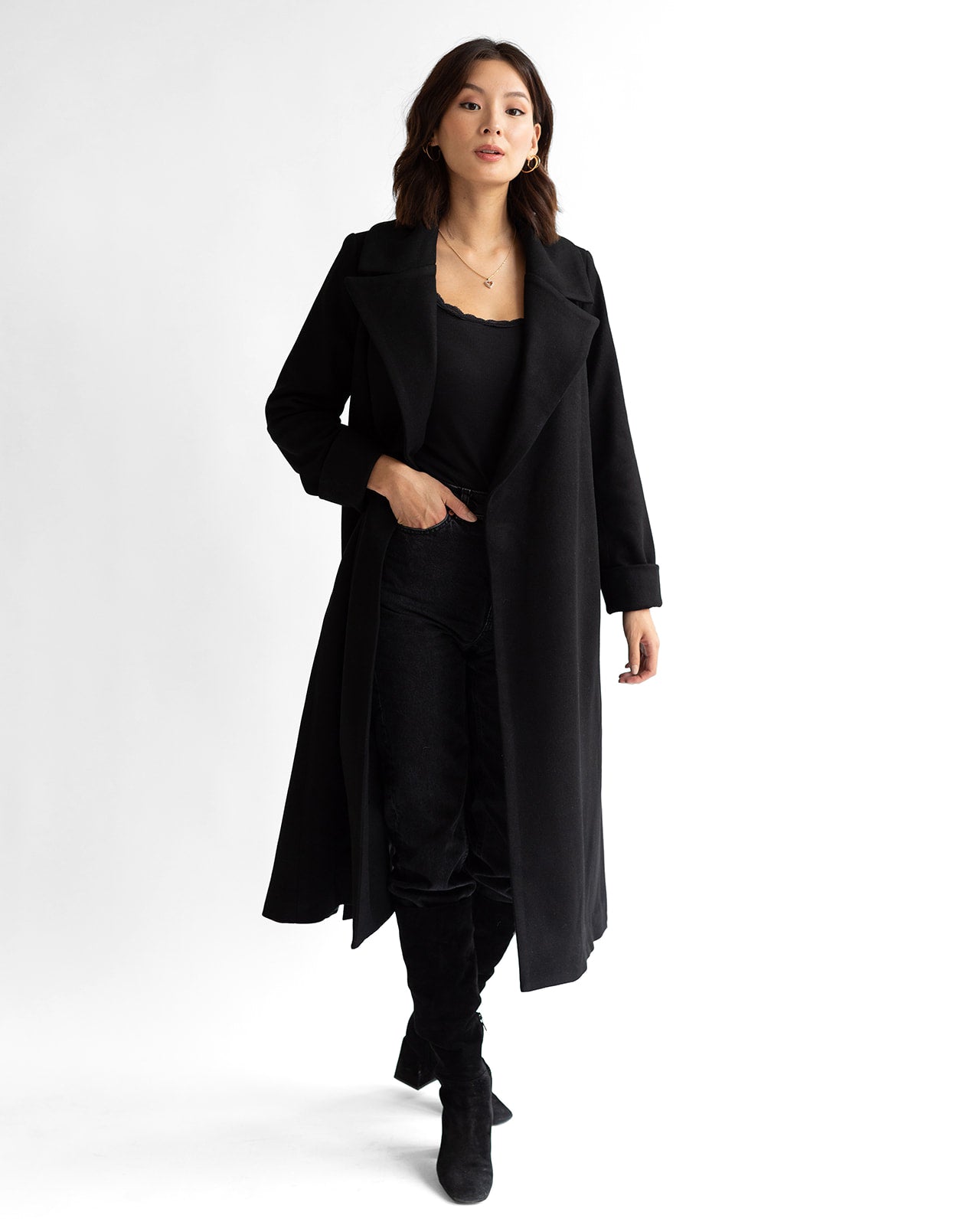 Dearborn Long Wool Overcoat - Black