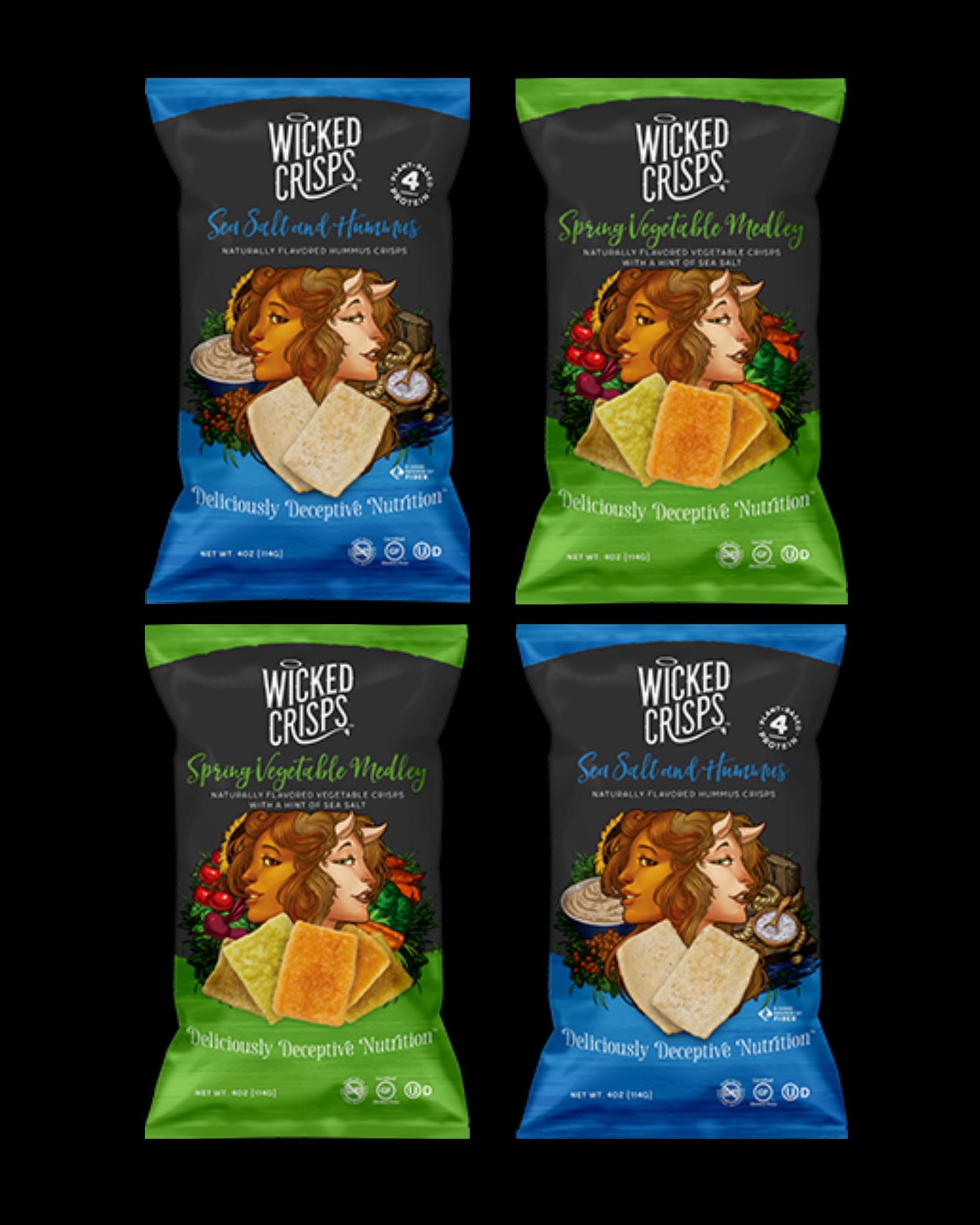 Sea Salt Hummus & Spring Veggie Crisps Duo - 4 Pack