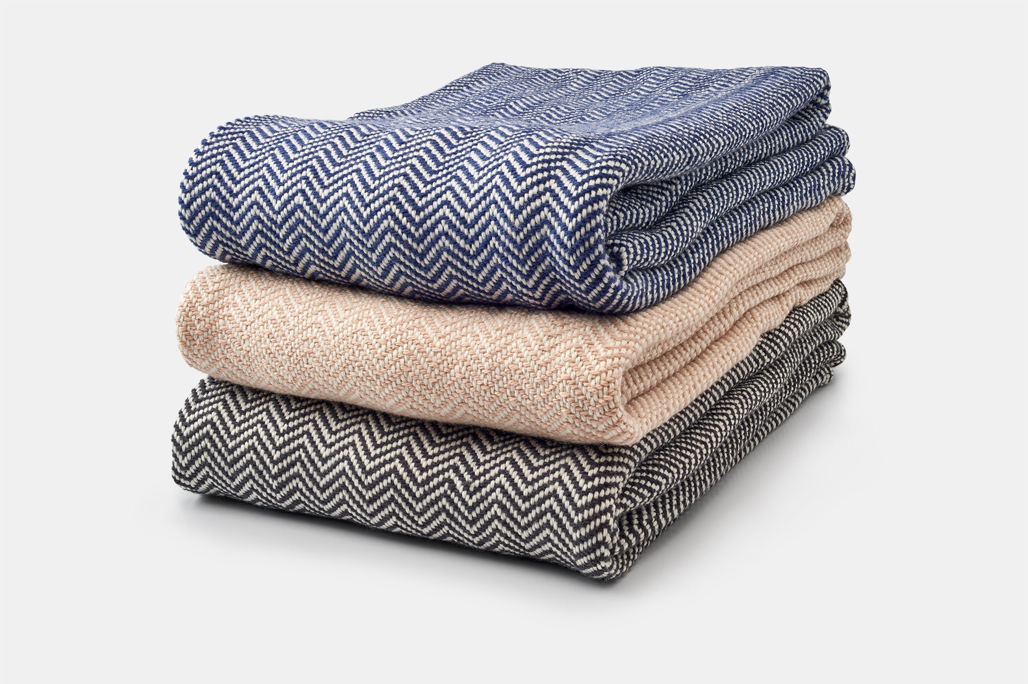 Wool Throw Blanket USA Climate Beneficial - Chevron