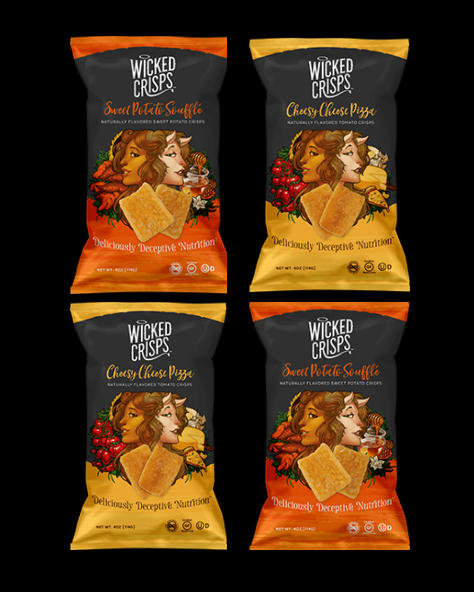 Sweet Potato & Cheese Pizza Tomato Crisps - 4 Pack