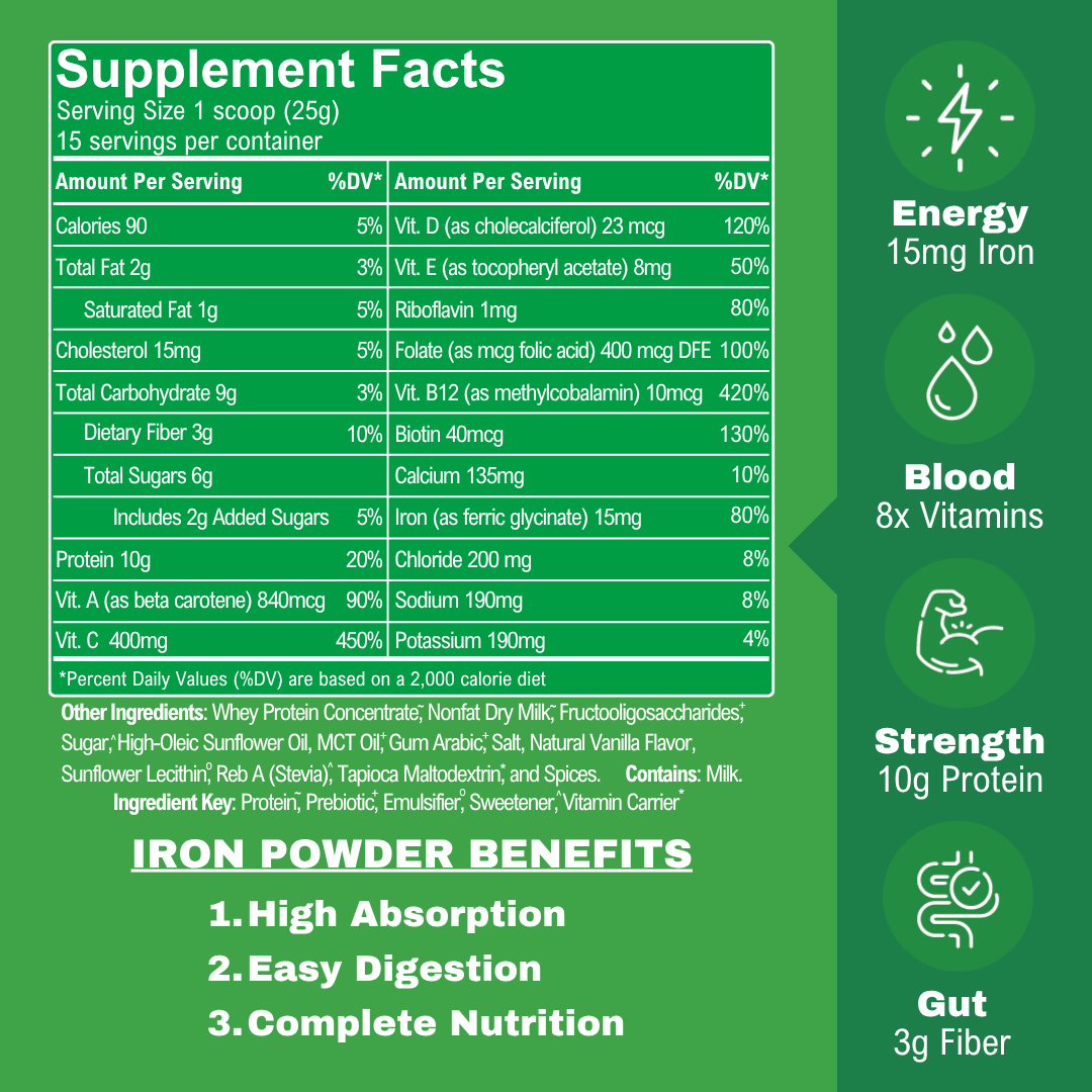 Iron Whey Protein Powder - Creamy Vanilla