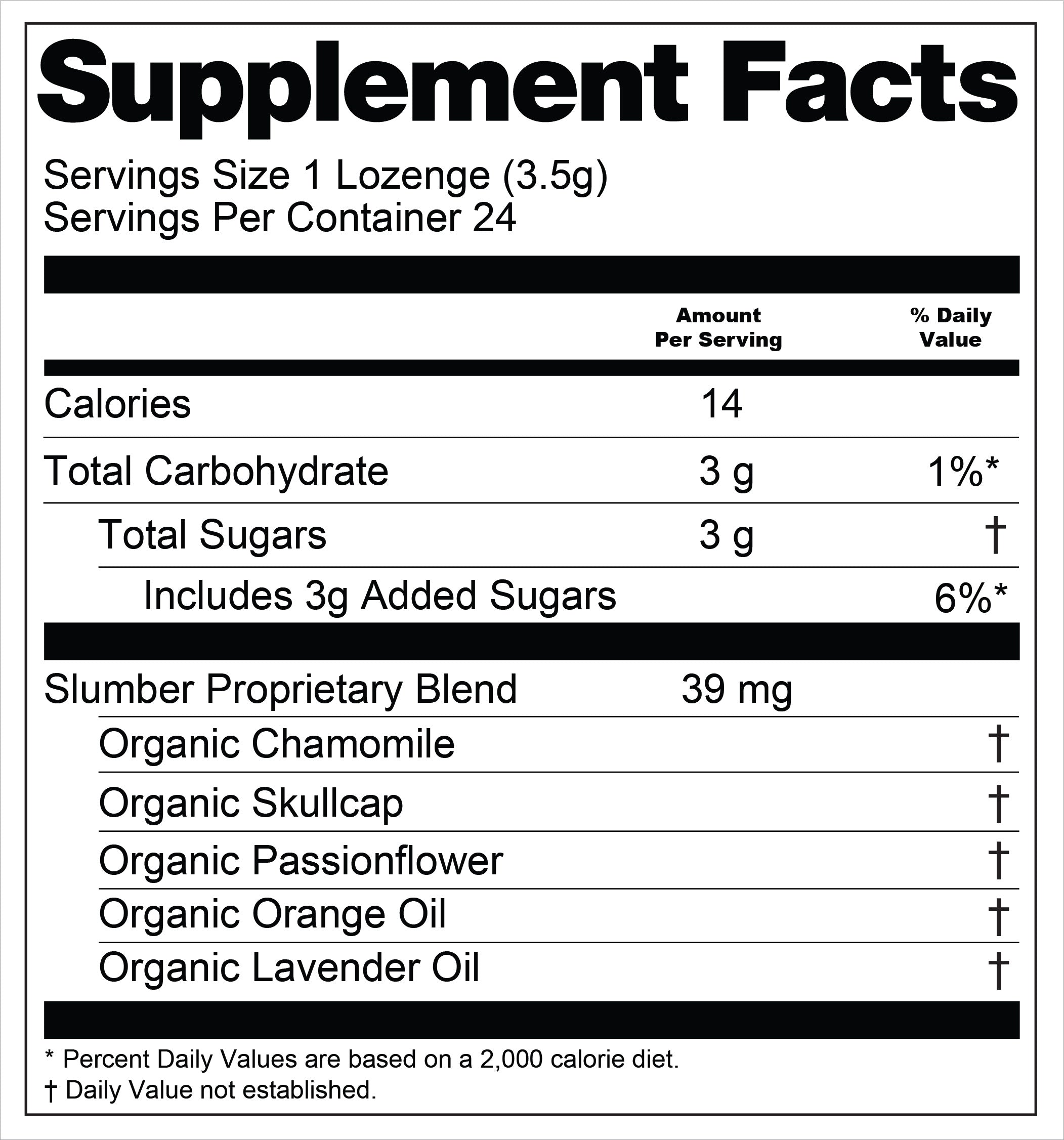 Slumber™ Botanical Lozenges – Relaxation & Restful Sleep Support – Organic Chamomile, Skullcap, Passionflower, Lavender & Orange – Gluten-Free, Non-GMO, Vegan*