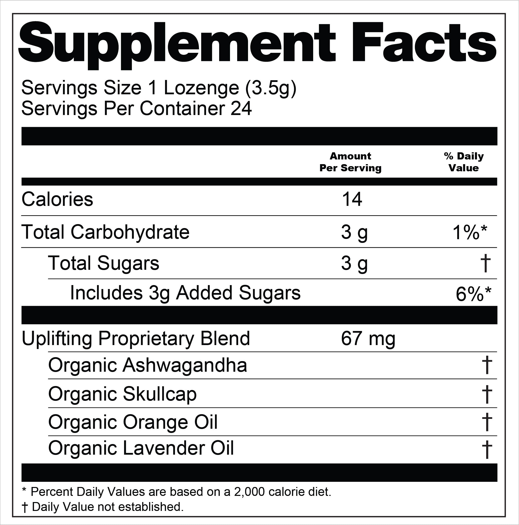 Uplifting™ Botanical Lozenges – Stress & Mood Support – Organic Ashwagandha, Skullcap, Orange & Lavender – Gluten-Free, Non-GMO, Vegan*