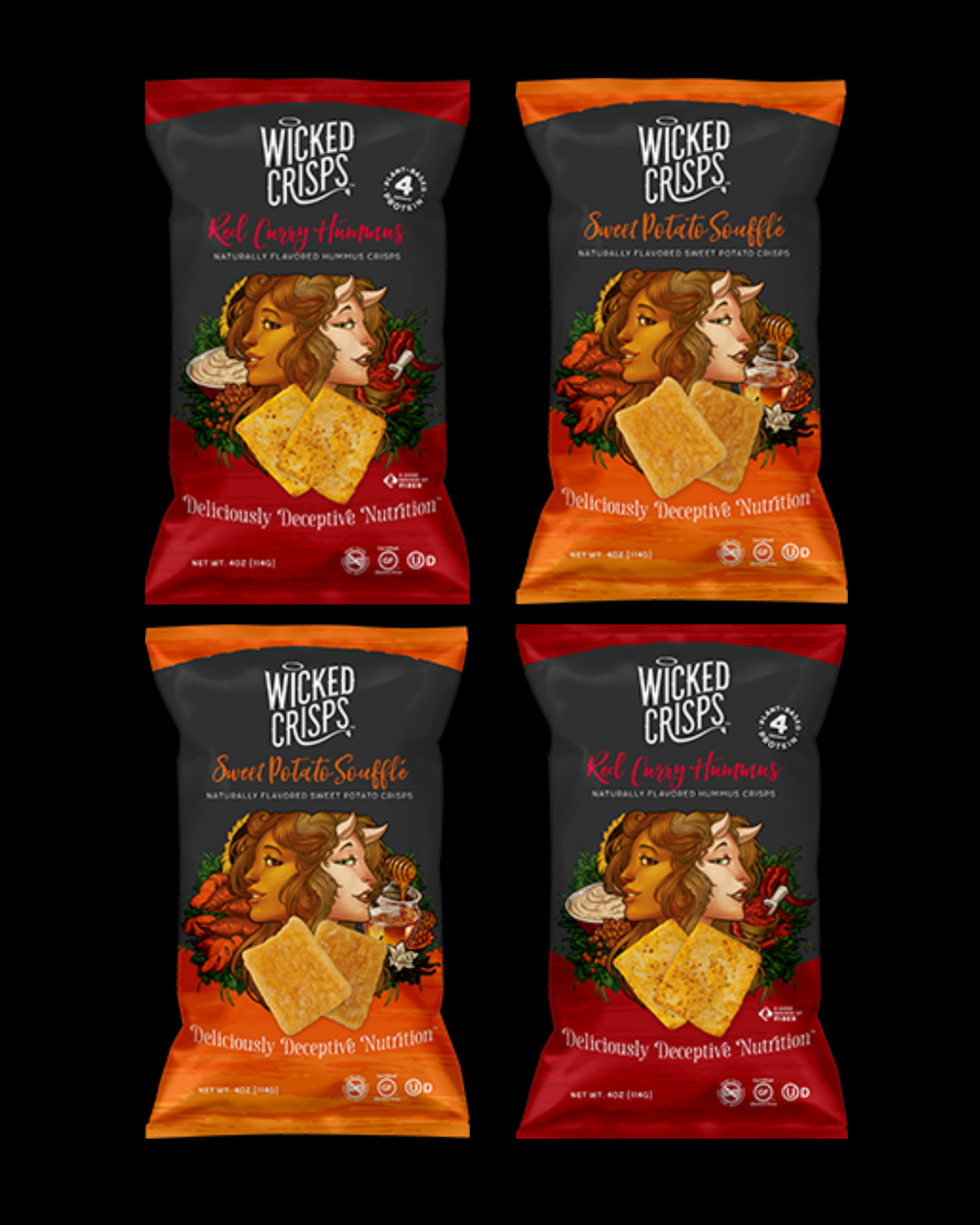 Red Curry Hummus & Sweet Potato Crisps Duo - 4 Pack
