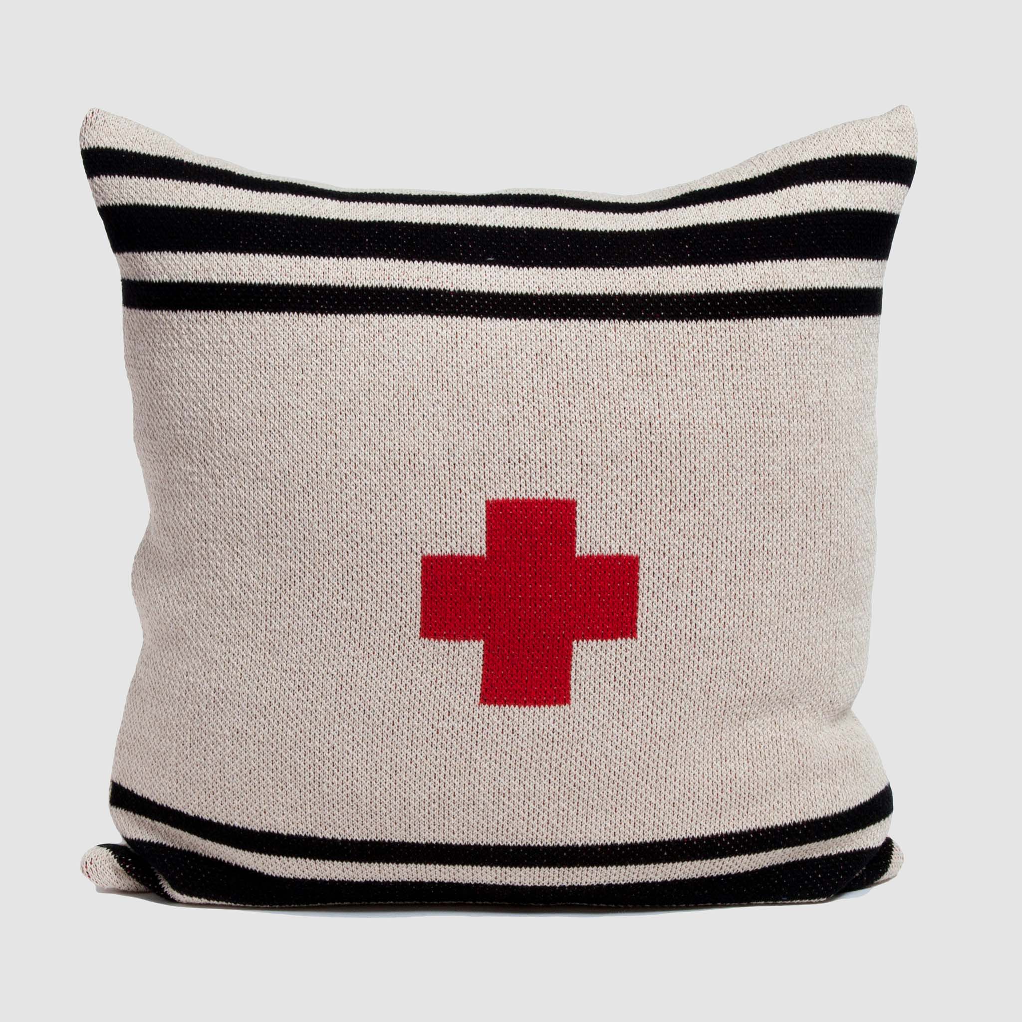 Sustainable Knit Pillow - Swiss Cross Striped Design