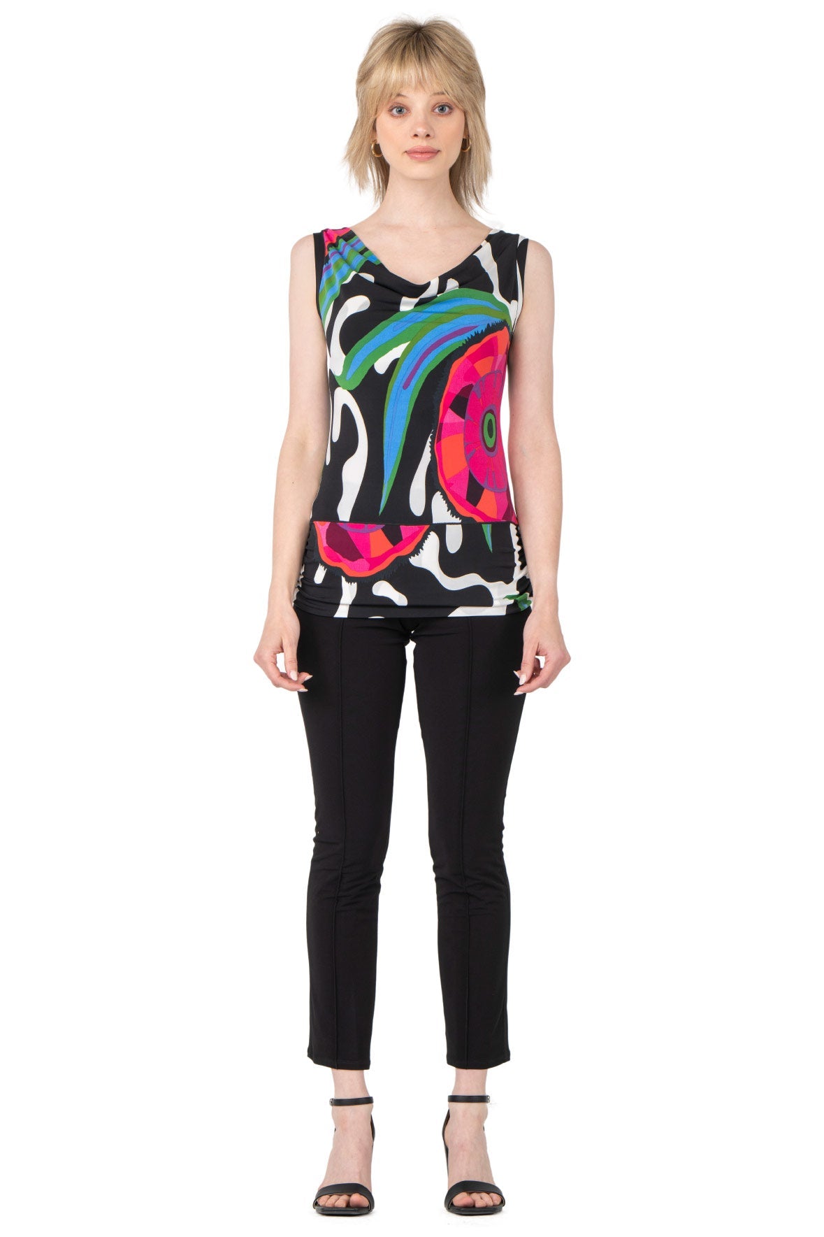 Sleeveless Draped Neck Twist-Back Top - Brie