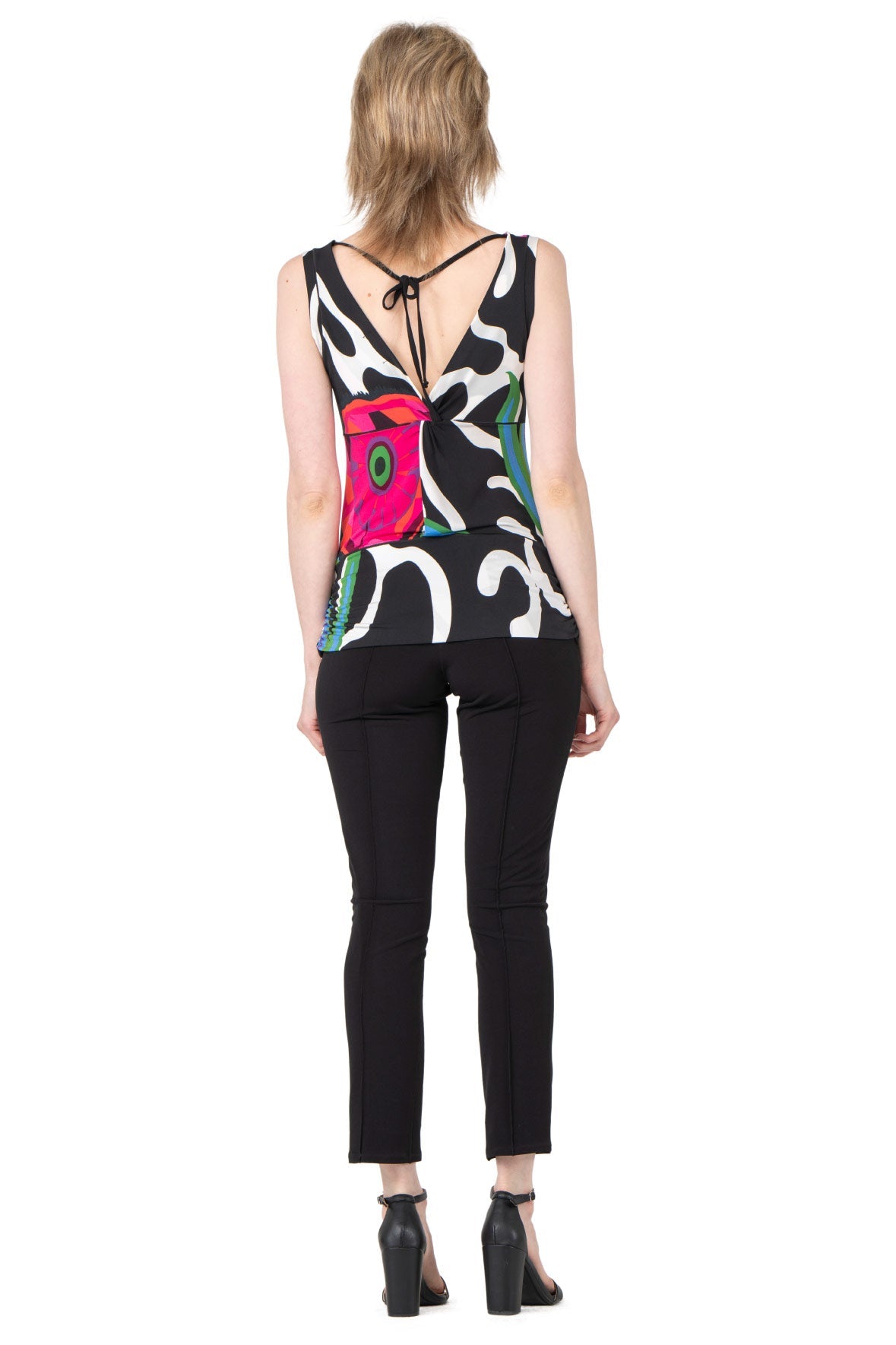 Sleeveless Draped Neck Twist-Back Top - Brie