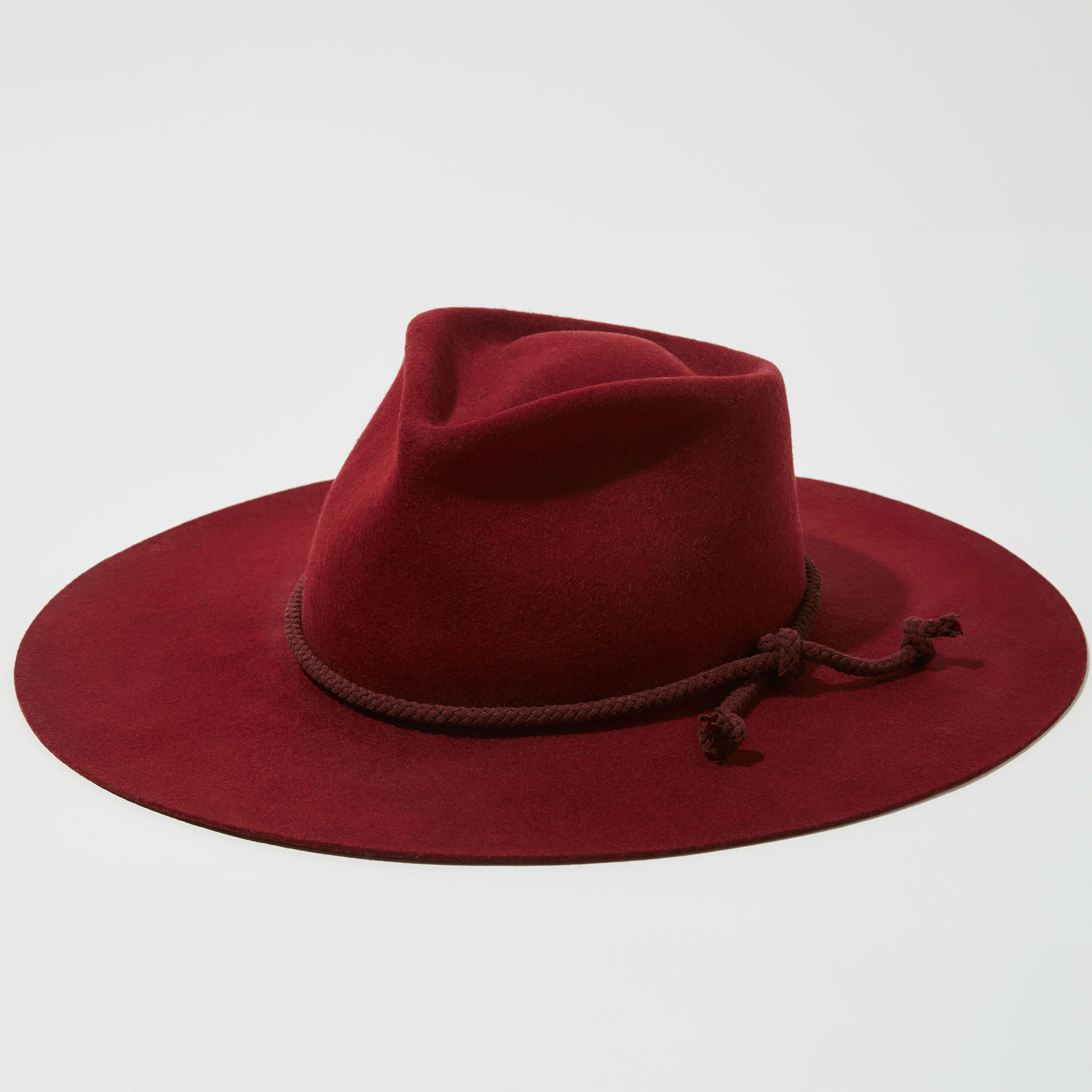 Teardrop Wool Hat - Tibetan Red w/ Suede Rope Trim