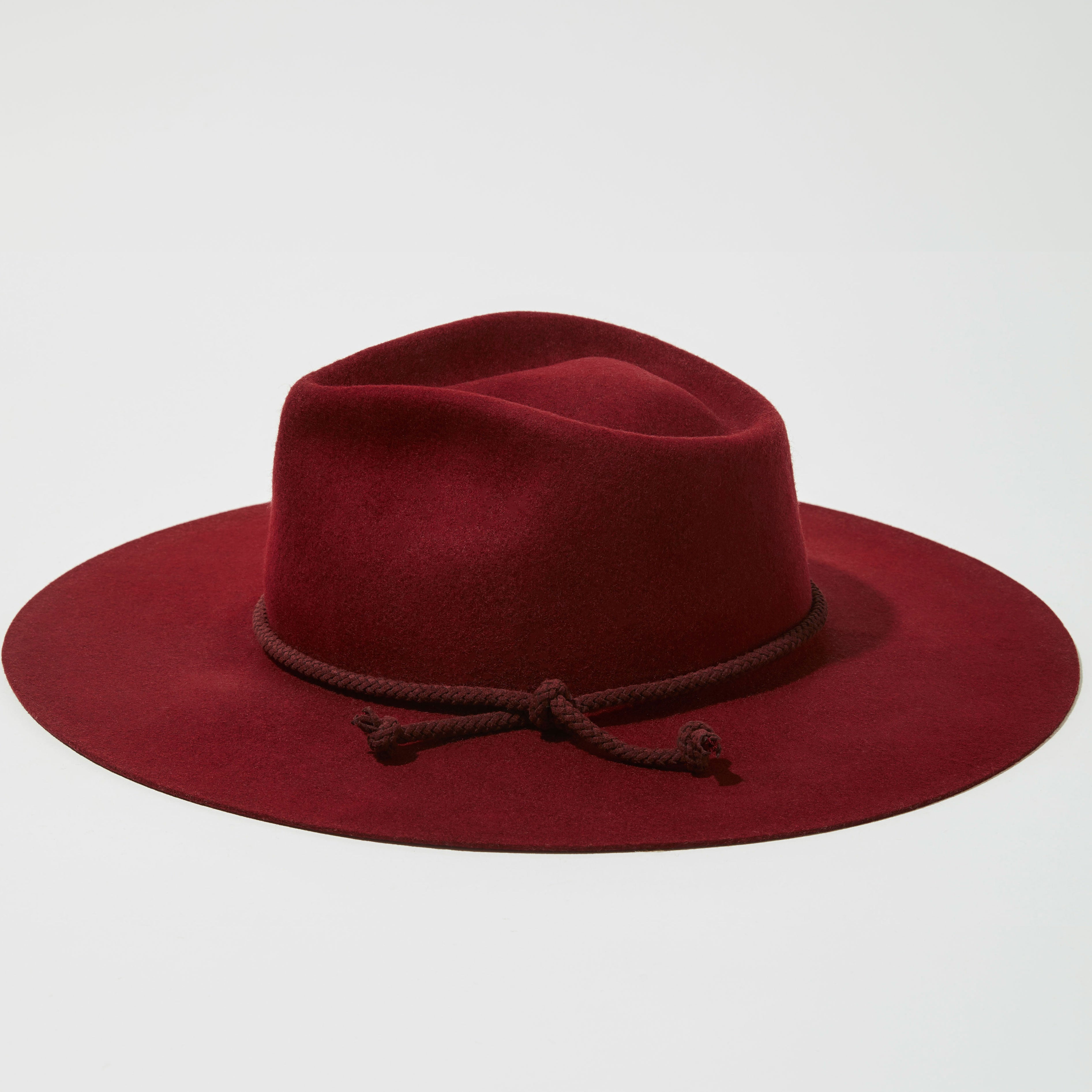 Teardrop Wool Hat - Tibetan Red w/ Suede Rope Trim