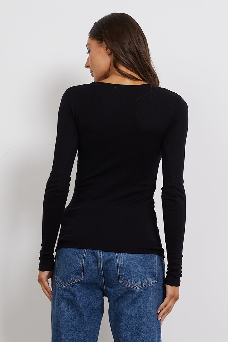 Classic Long Sleeve Lightweight Waffle Knit Top