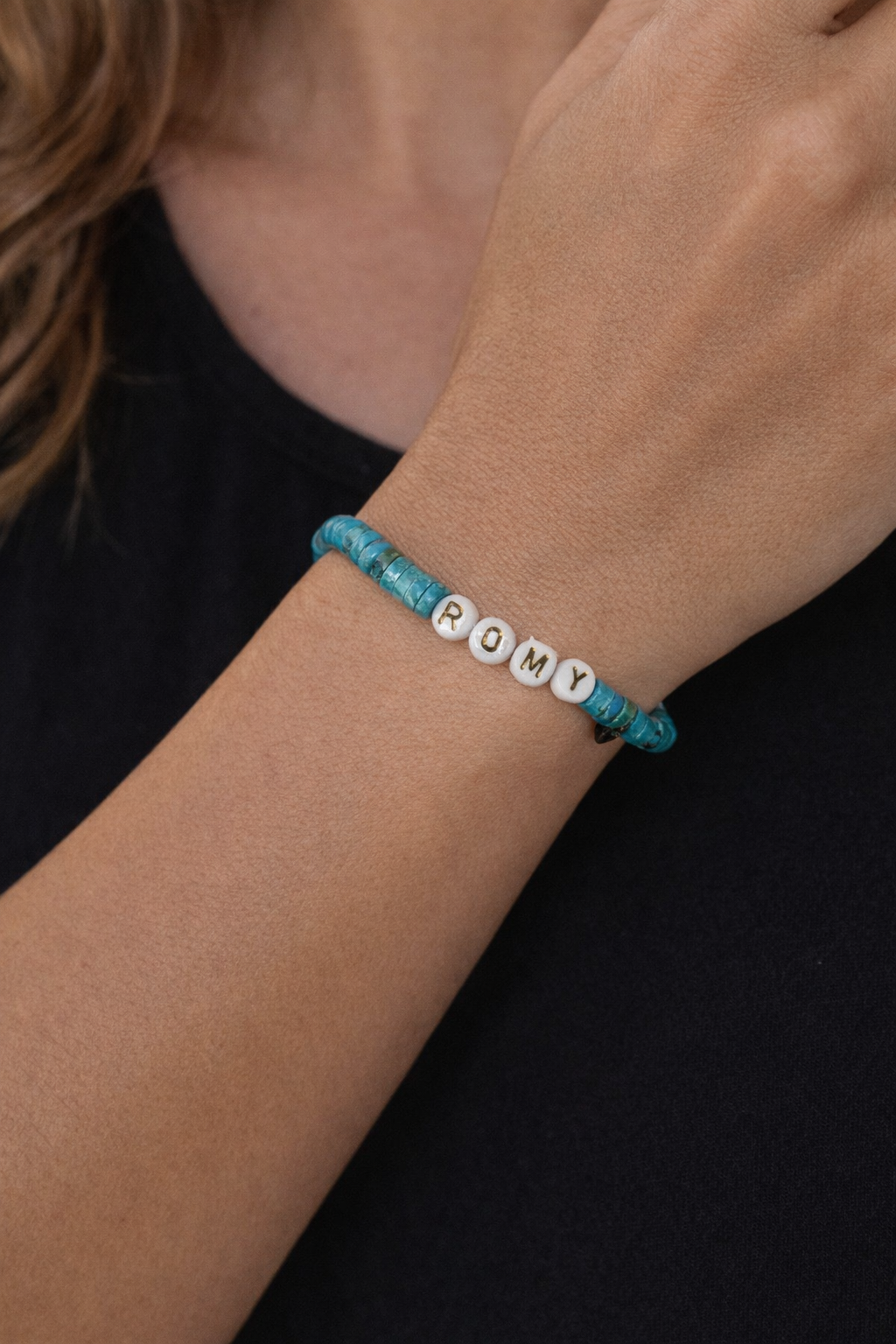 Personalized Gemstone and Sterling Silver Bracelet in Turqoiuse
