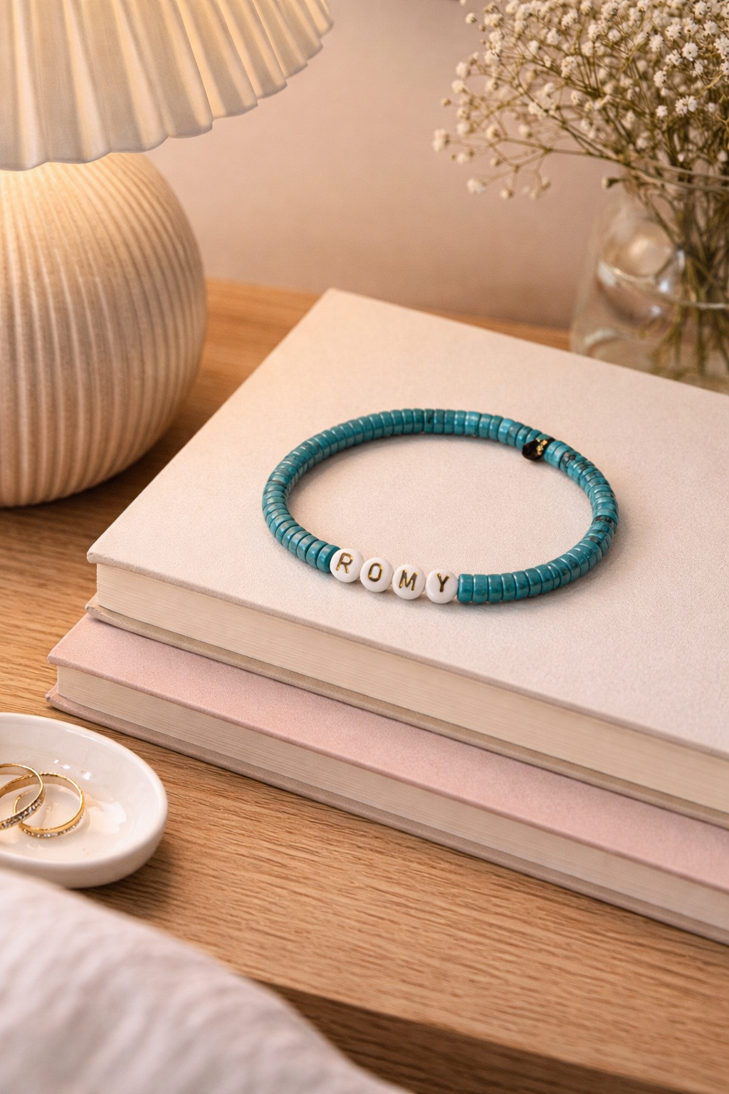 Personalized Gemstone and Sterling Silver Bracelet in Turqoiuse