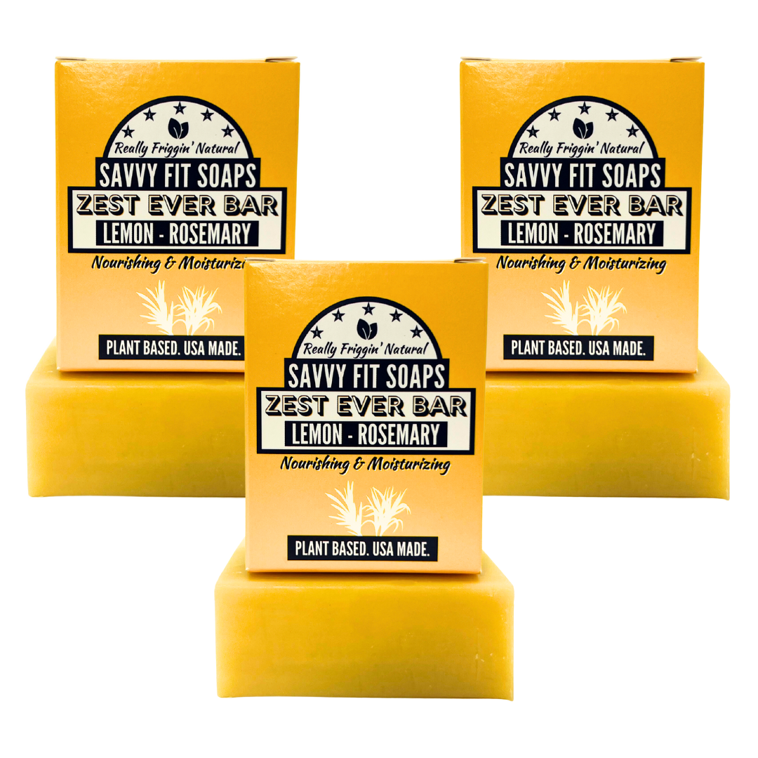 Zest Ever Natural Bar Soap Trio - Lemon & Rosemary - 3 Pack