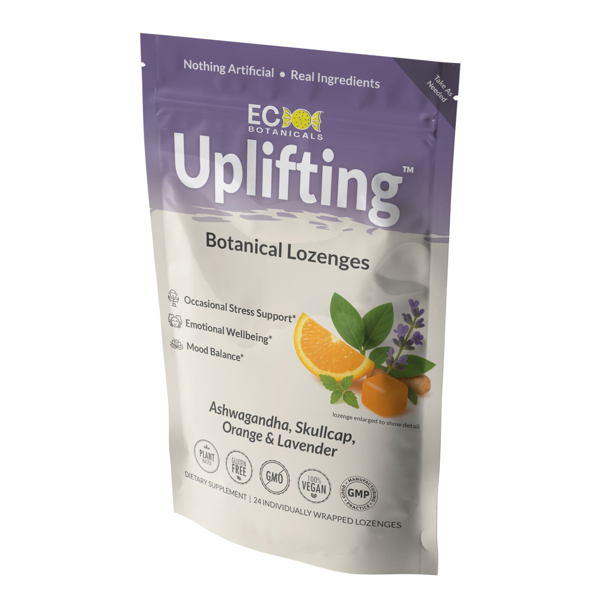 Uplifting™ Botanical Lozenges – Stress & Mood Support – Organic Ashwagandha, Skullcap, Orange & Lavender – Gluten-Free, Non-GMO, Vegan*