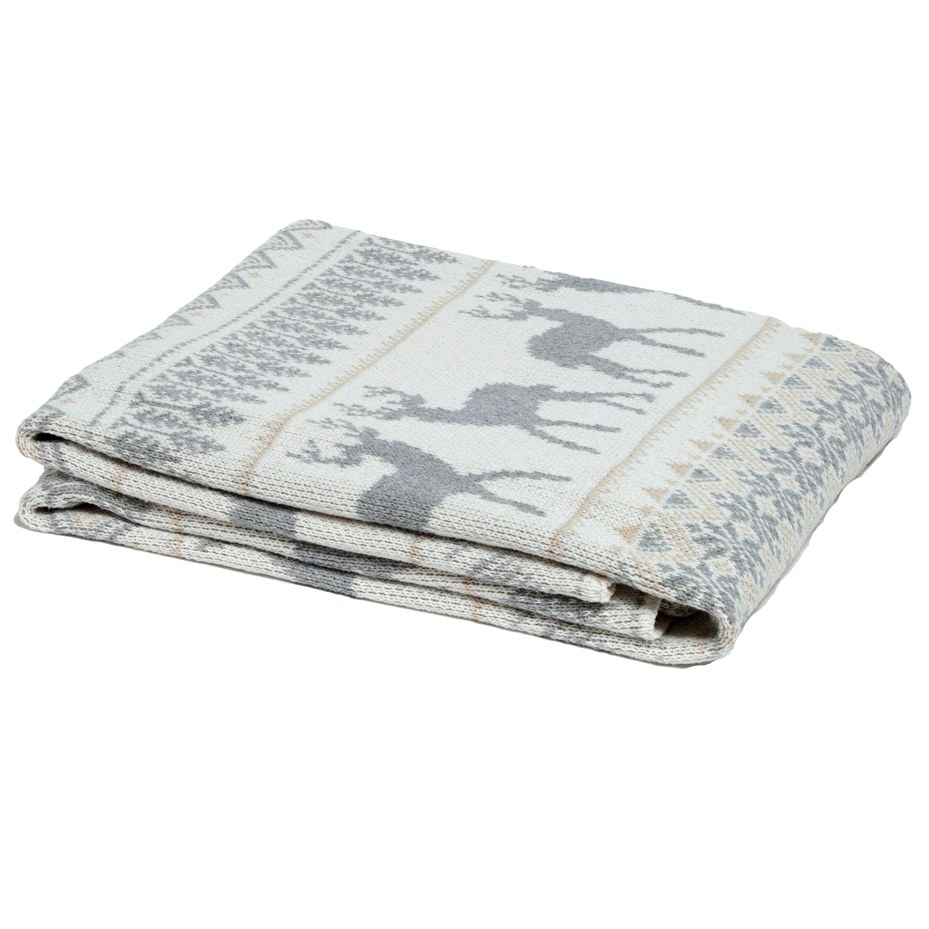 Cotton Sustainable Knit Throw Blanket | Winter Holiday Gift - Vintage Fair Isle