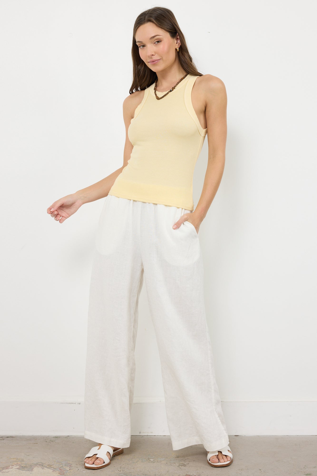 Linen Relaxed Wide Leg Pant - Beachfront