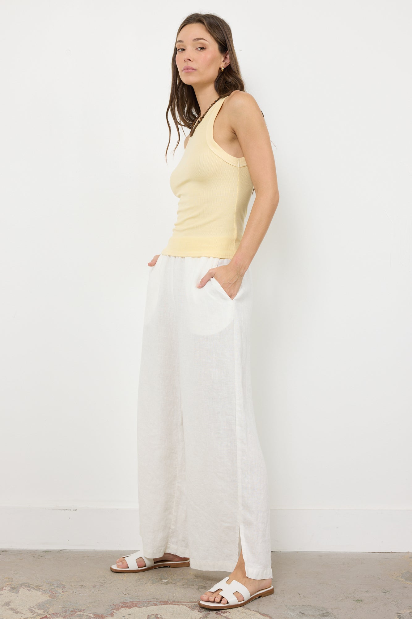 Linen Relaxed Wide Leg Pant - Beachfront