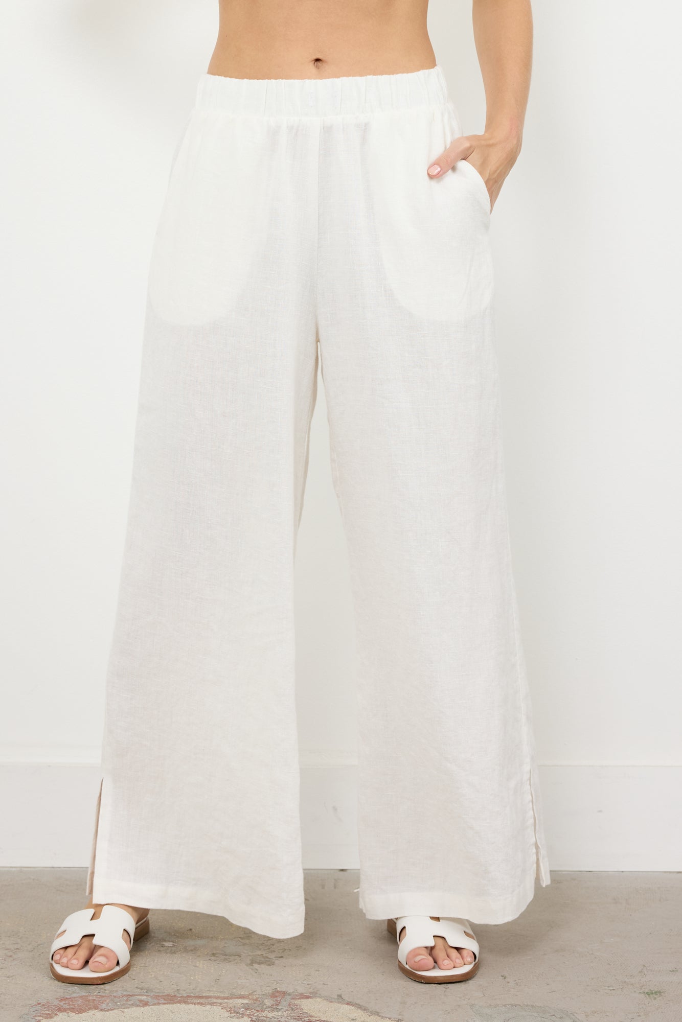 Linen Relaxed Wide Leg Pant - Beachfront