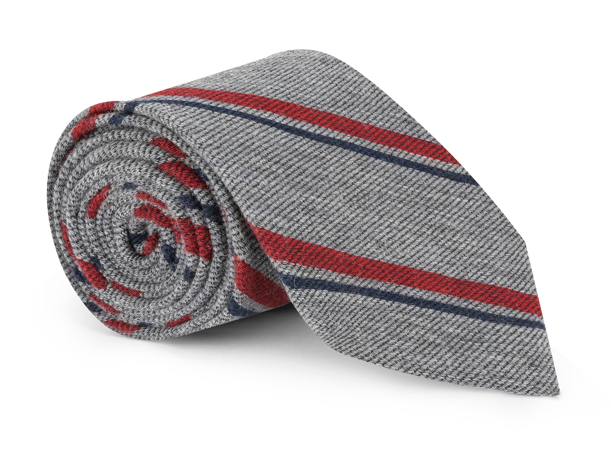 Handmade Walcot Stylish Heathered Grey Stripe Tie - Silk/Wool