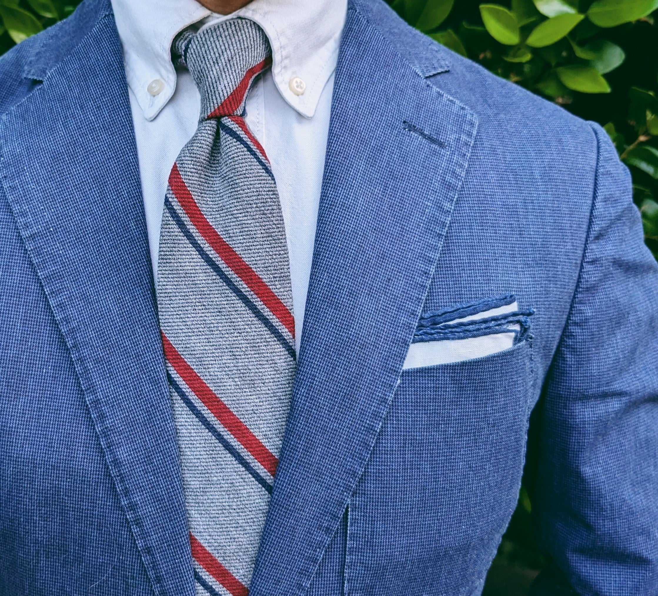 Handmade Walcot Stylish Heathered Grey Stripe Tie - Silk/Wool