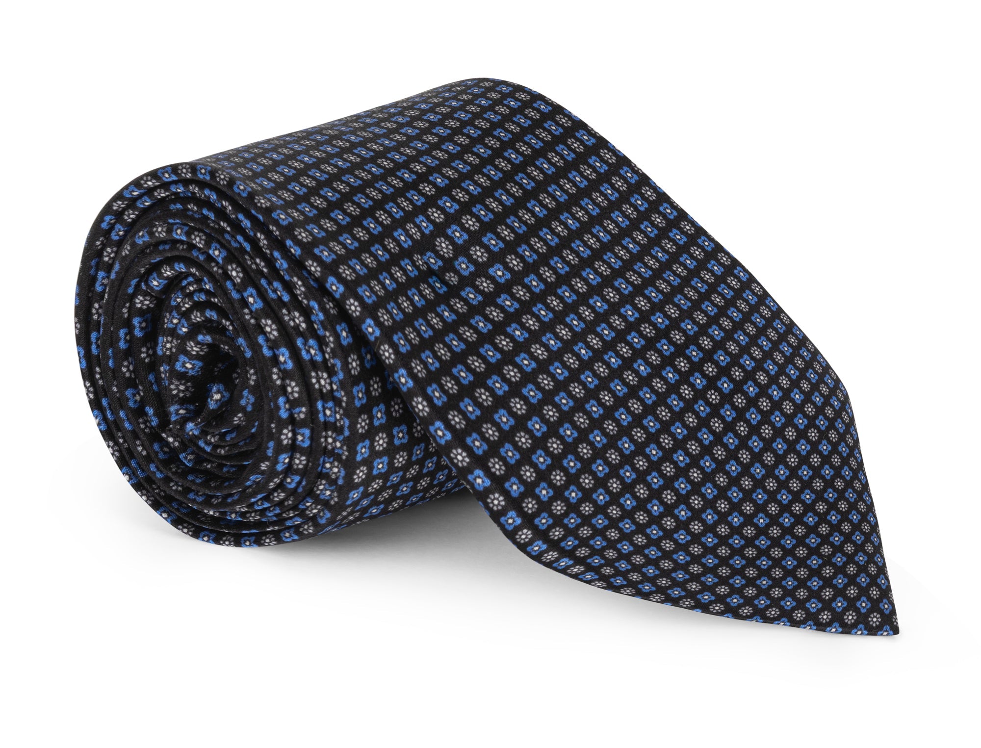 Handmade Wallace Black Satin Foulard Tie - Silk