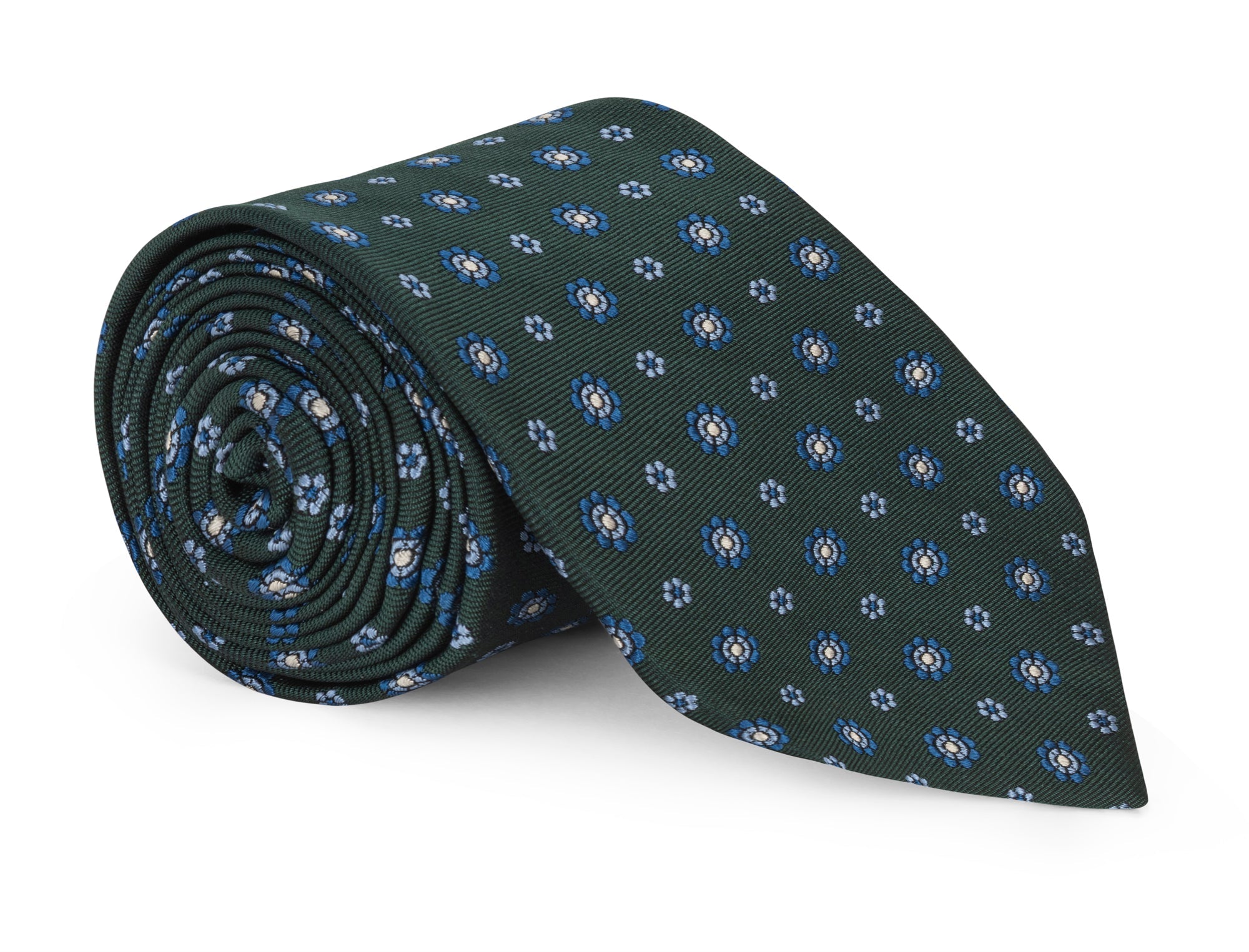 Handmade Watson Dark Green Foulard Tie - Silk