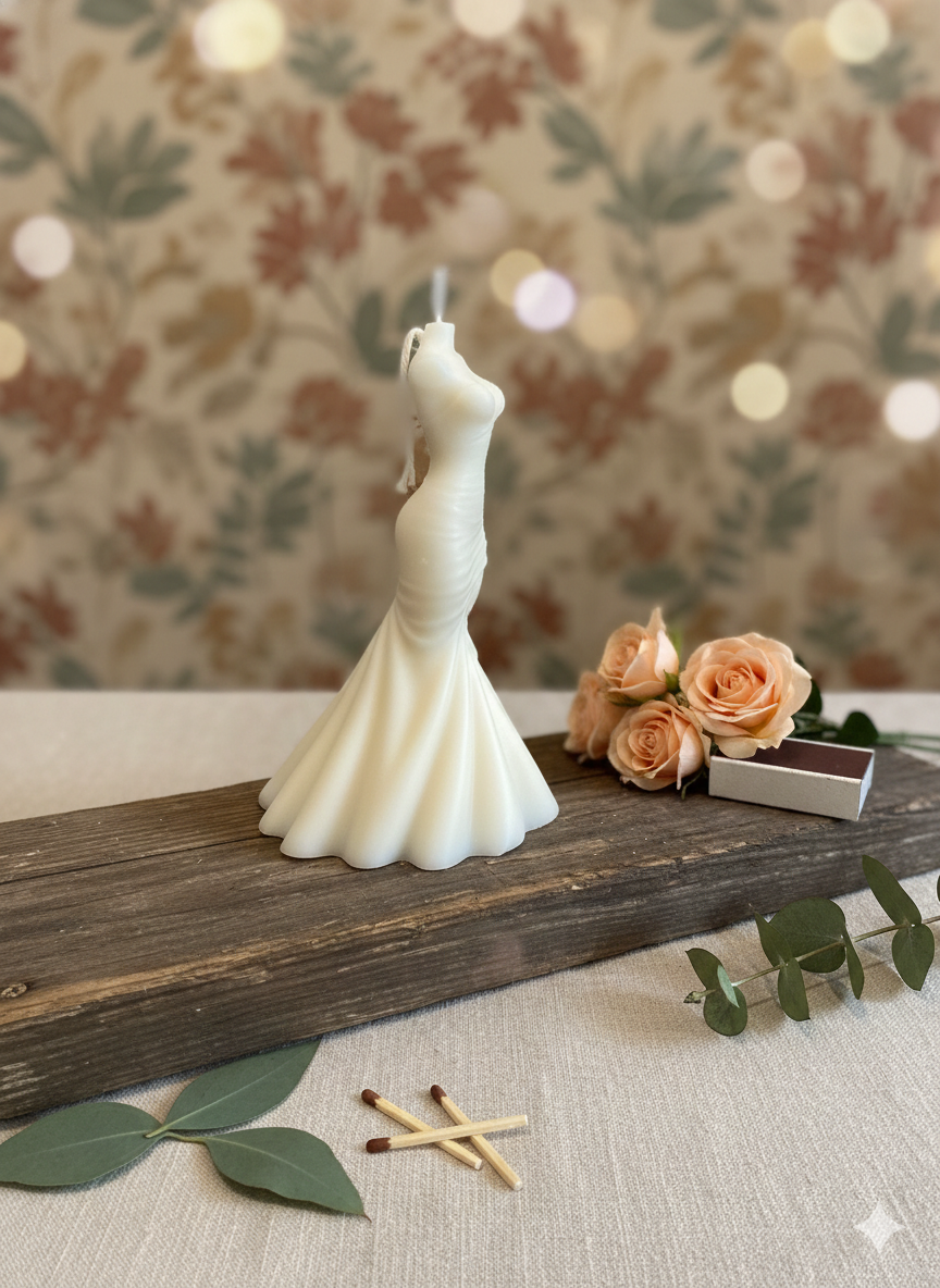 Bridal Sculpture Soy Wax Candle - Wedding Dress