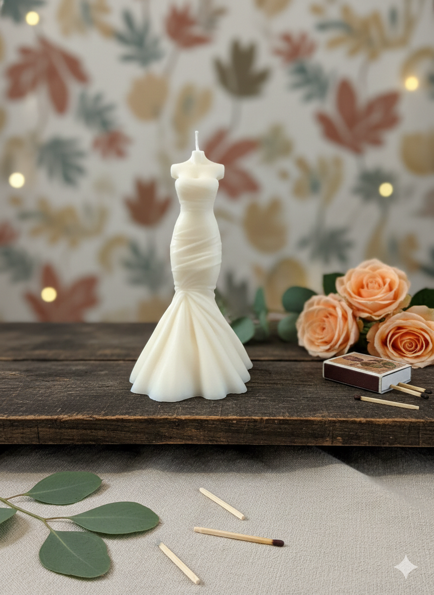 Bridal Sculpture Soy Wax Candle - Wedding Dress