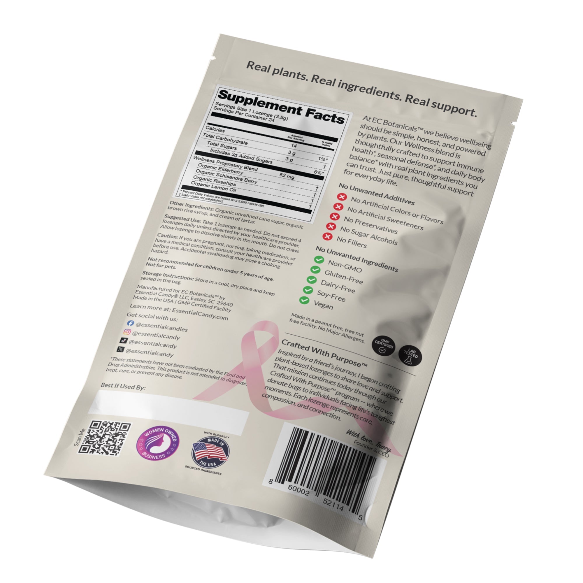 Wellness™ Botanical Lozenges – Immune & Seasonal Support* – Organic Elderberry, Schisandra, Lemon & Rosehips – Gluten-Free, Non-GMO, Vegan