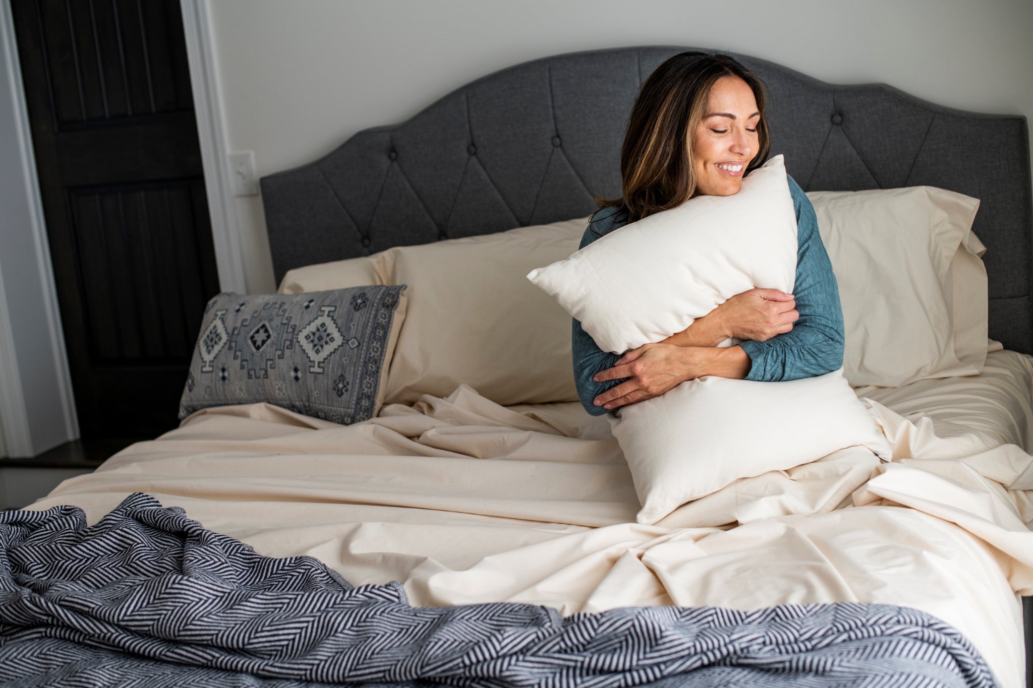 Natural Wool Pillow USA Cotton Cover - Customizable