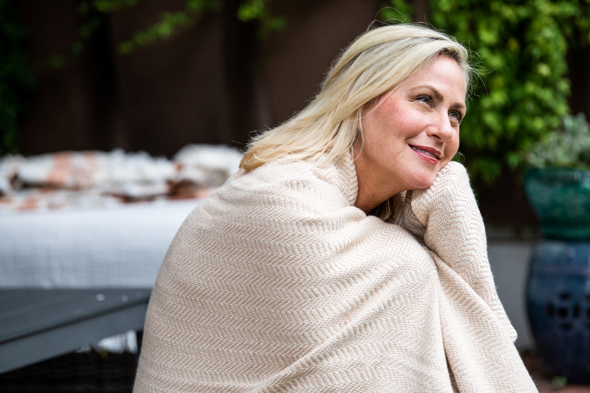 Wool Throw Blanket USA Climate Beneficial - Chevron
