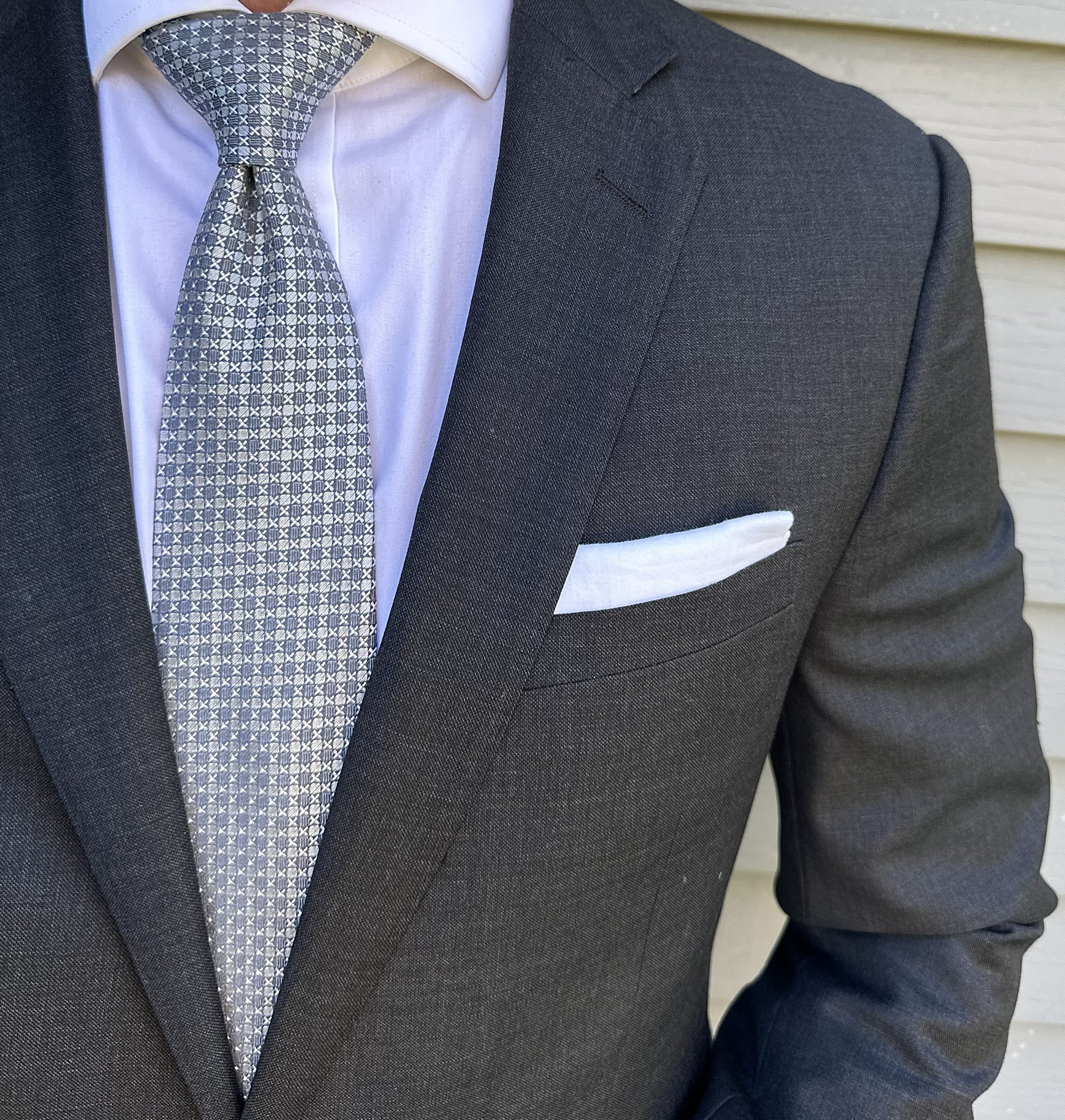 Handmade Yates Silver Semi Solid Tie - Silk