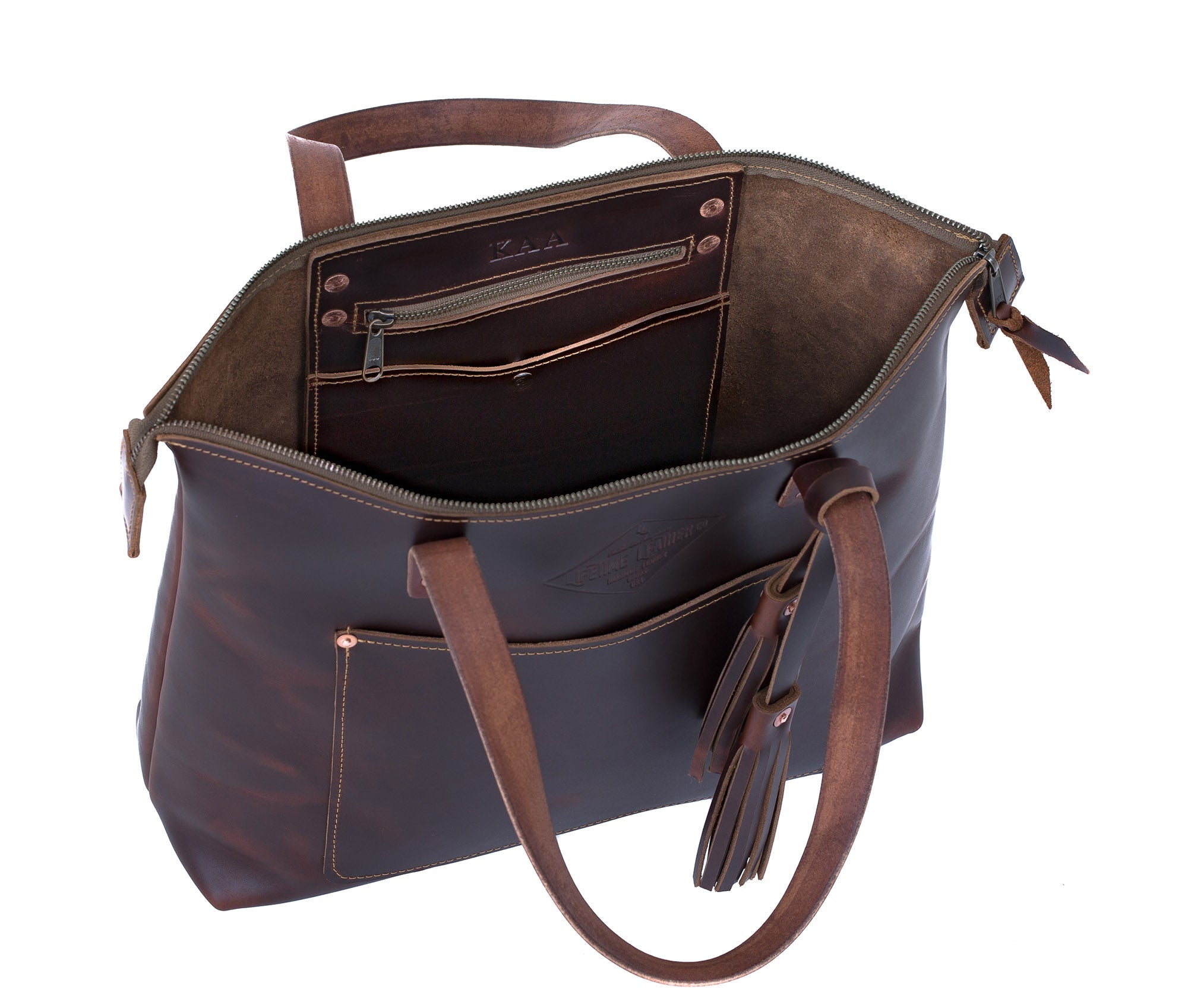 Leather Lifetime Zippered Tote Bag