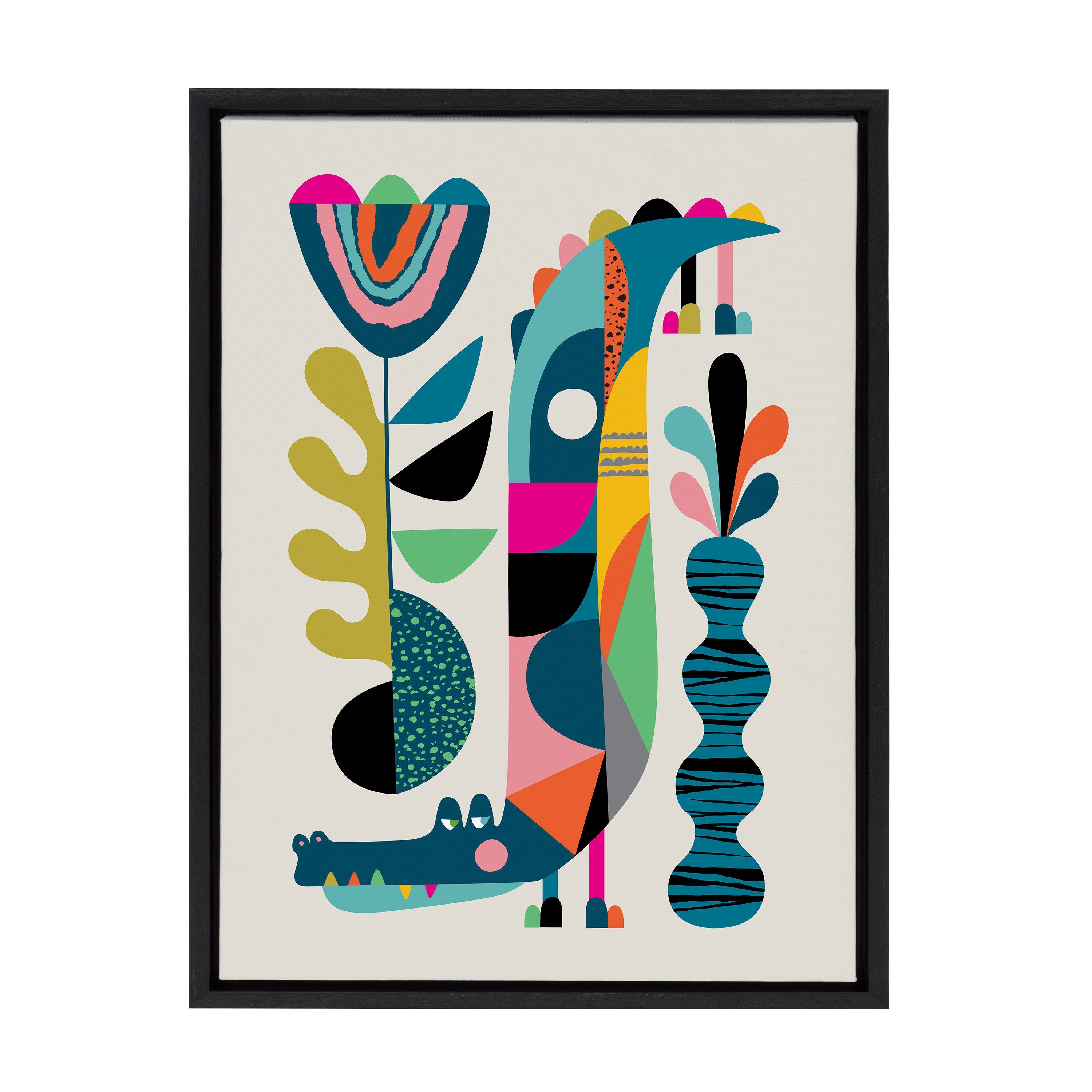 Sylvie Crocodile Framed Canvas by Rachel Lee of My Dream Wall