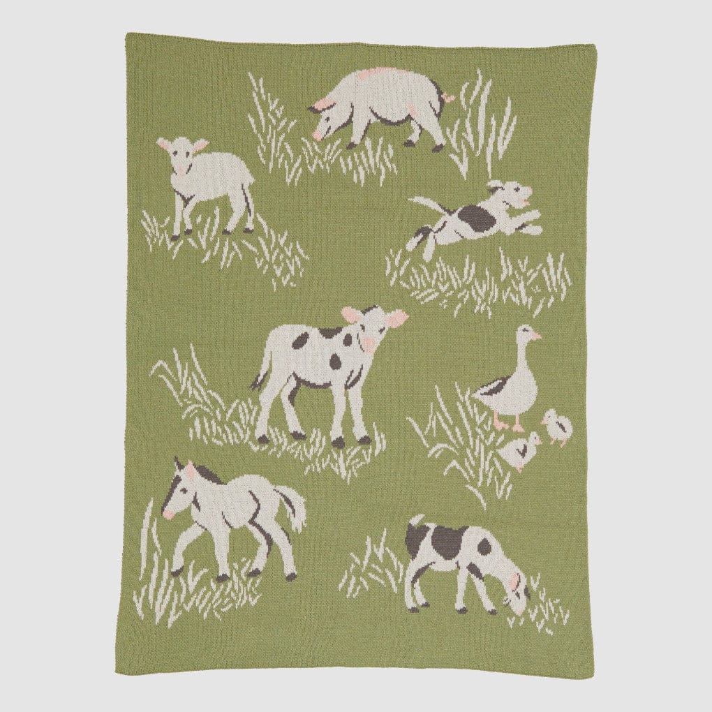 Baby Cotton Knit Blanket - Farm