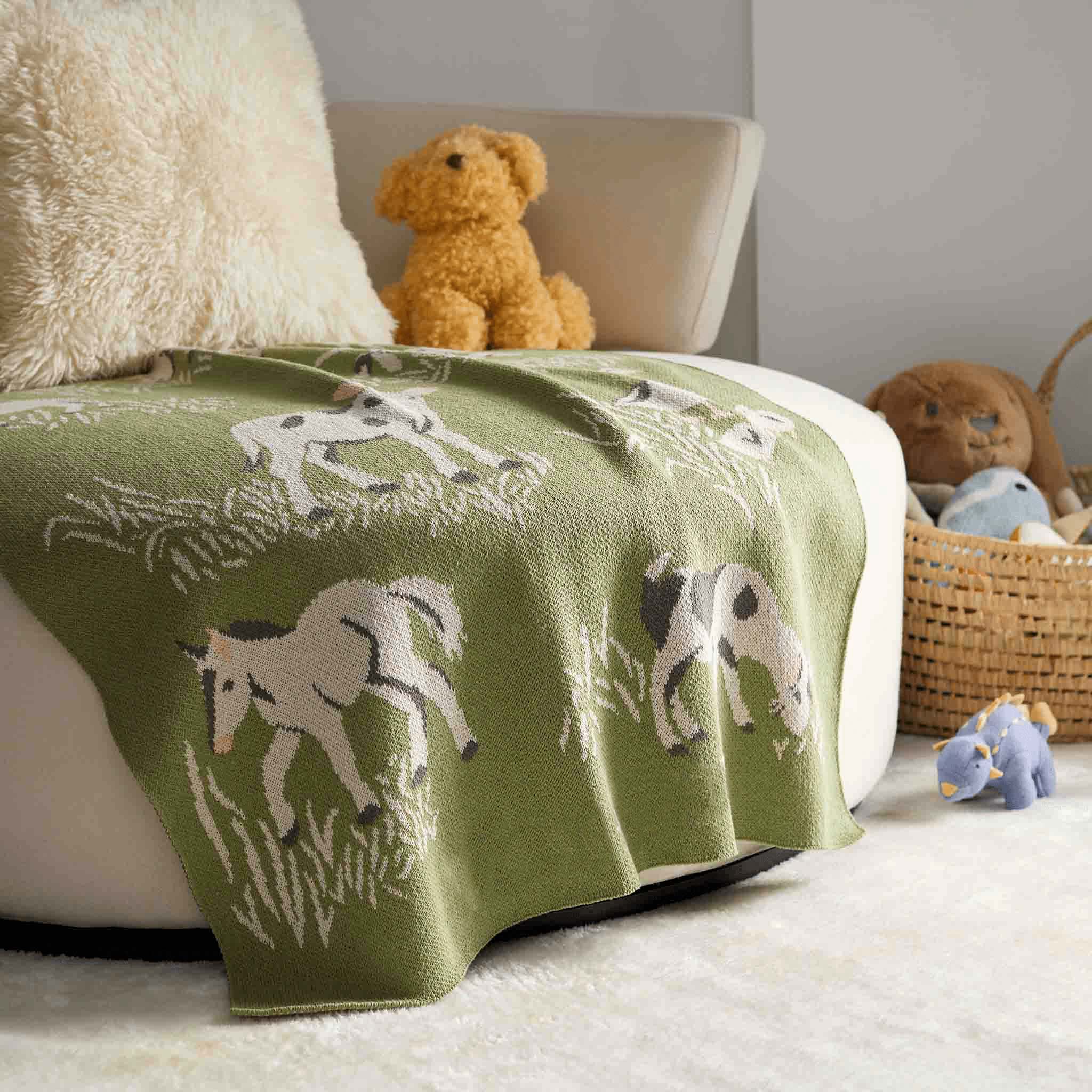 Baby Cotton Knit Blanket - Farm