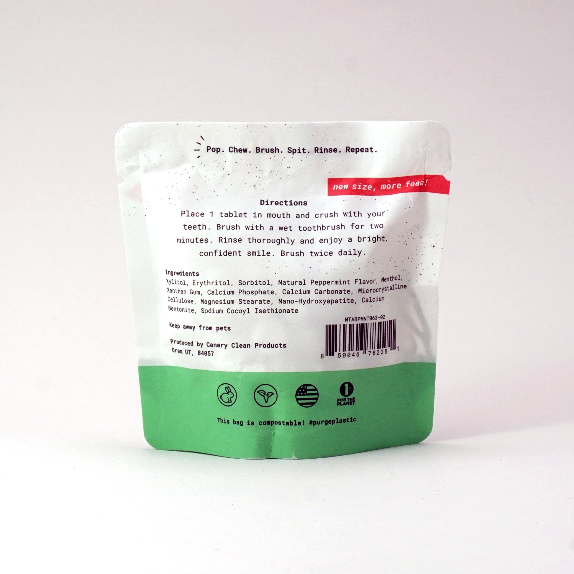 Eco-Friendly Peppermint Toothpaste Tablets - New Formula