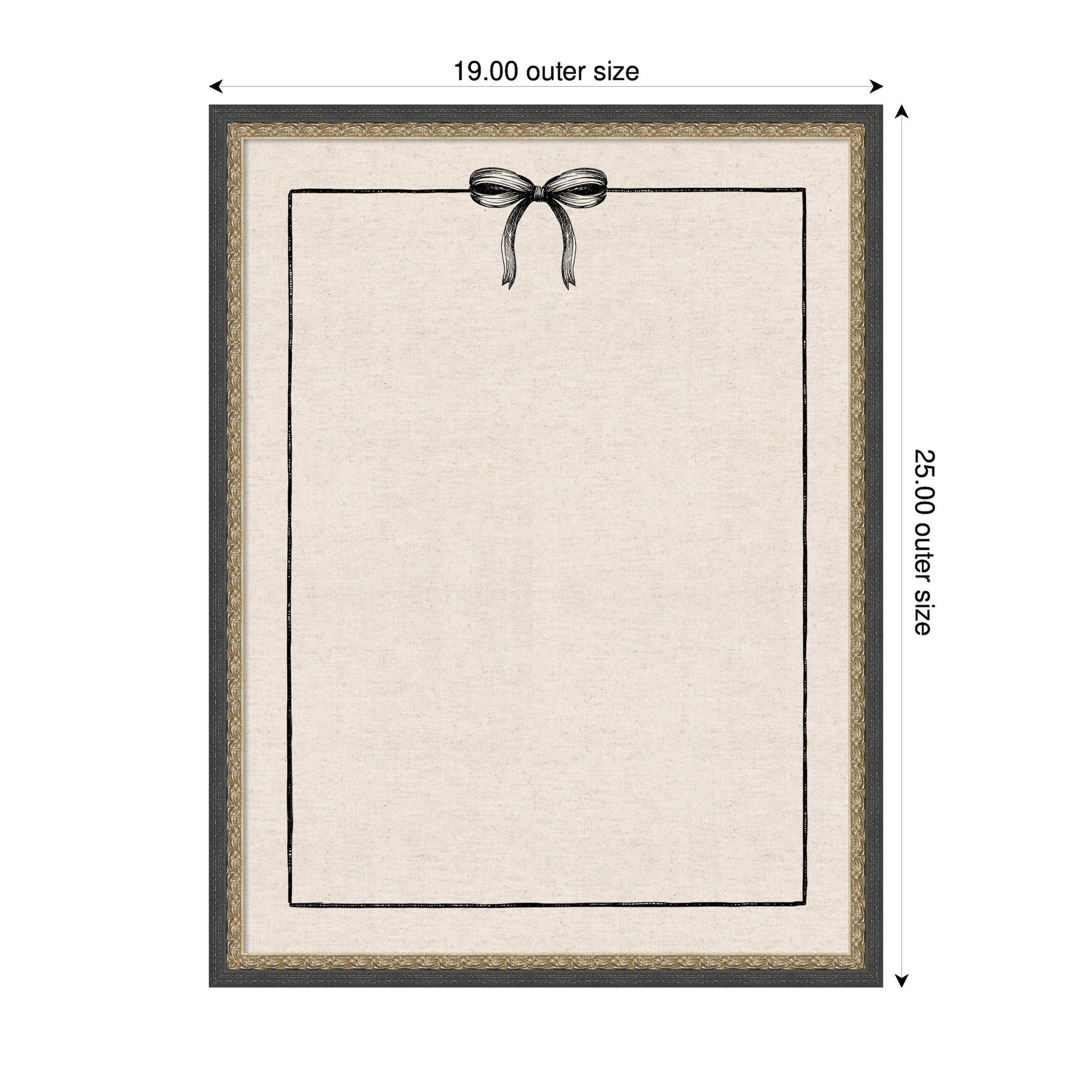 Framed Fabric Pinboard Linen Coquette Black Bow Frame Wall Organization