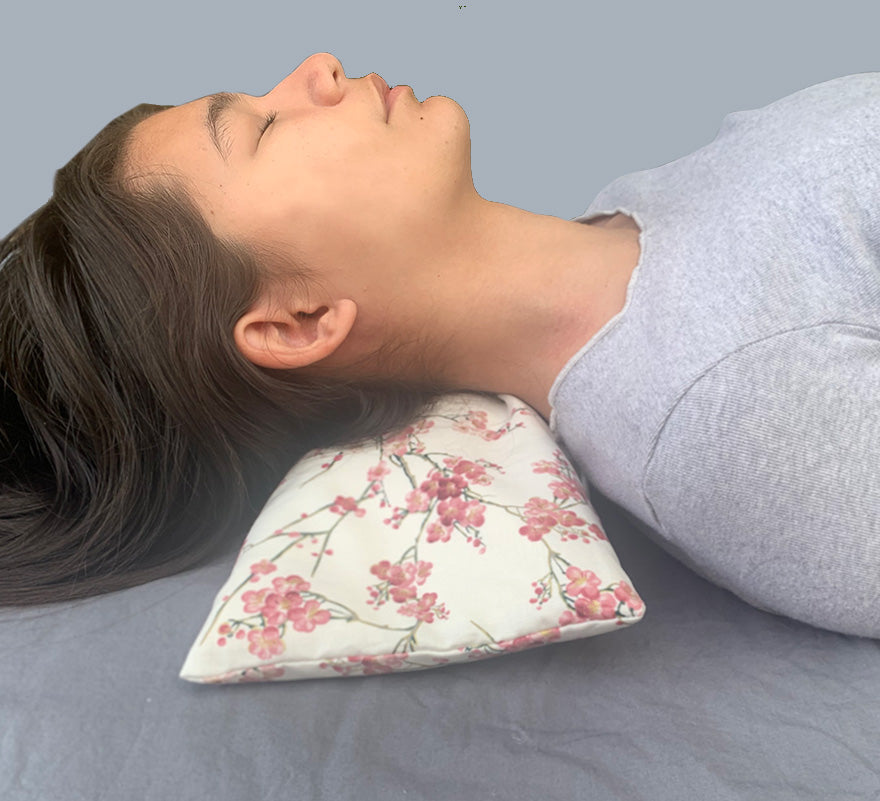 Hot Cherry Cervical Neck Pillow - Natural Denim