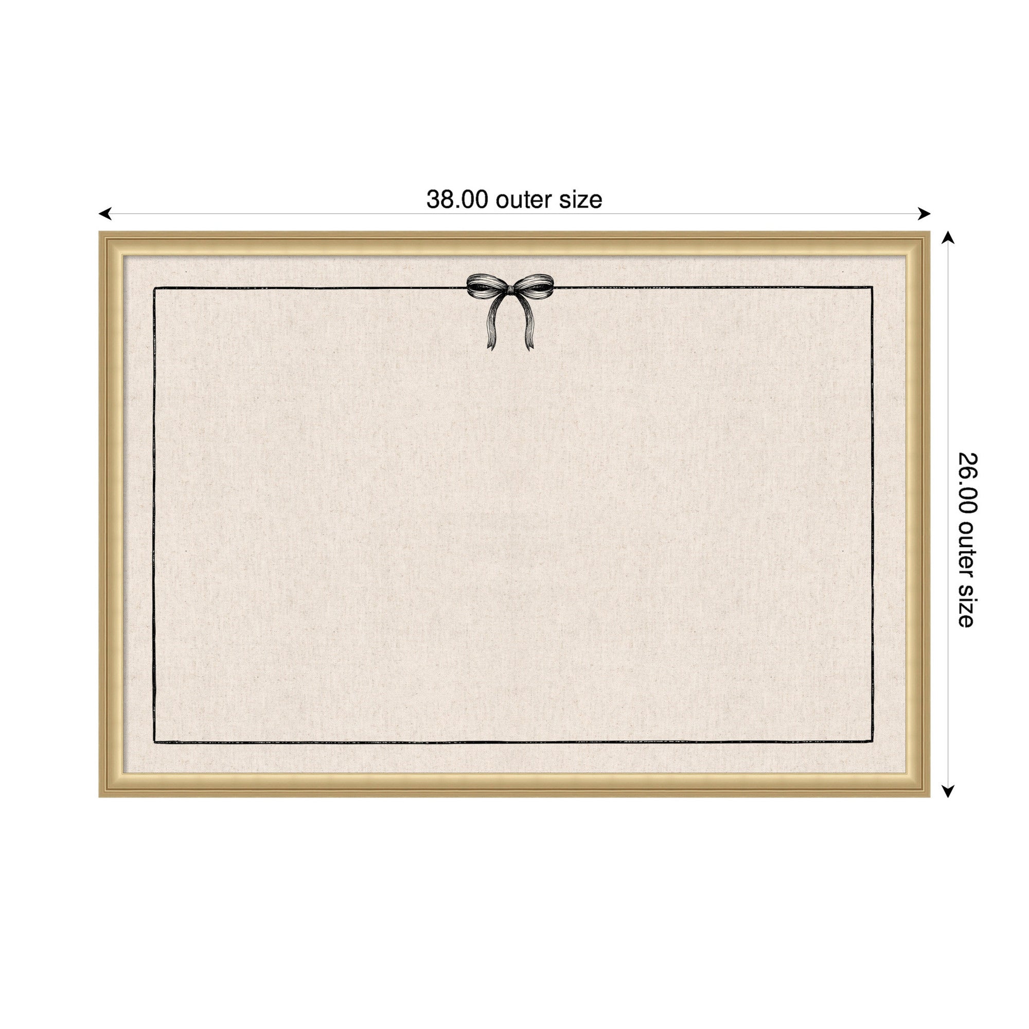 Framed Fabric Pinboard Linen Coquette Black Bow Frame Wall Organization
