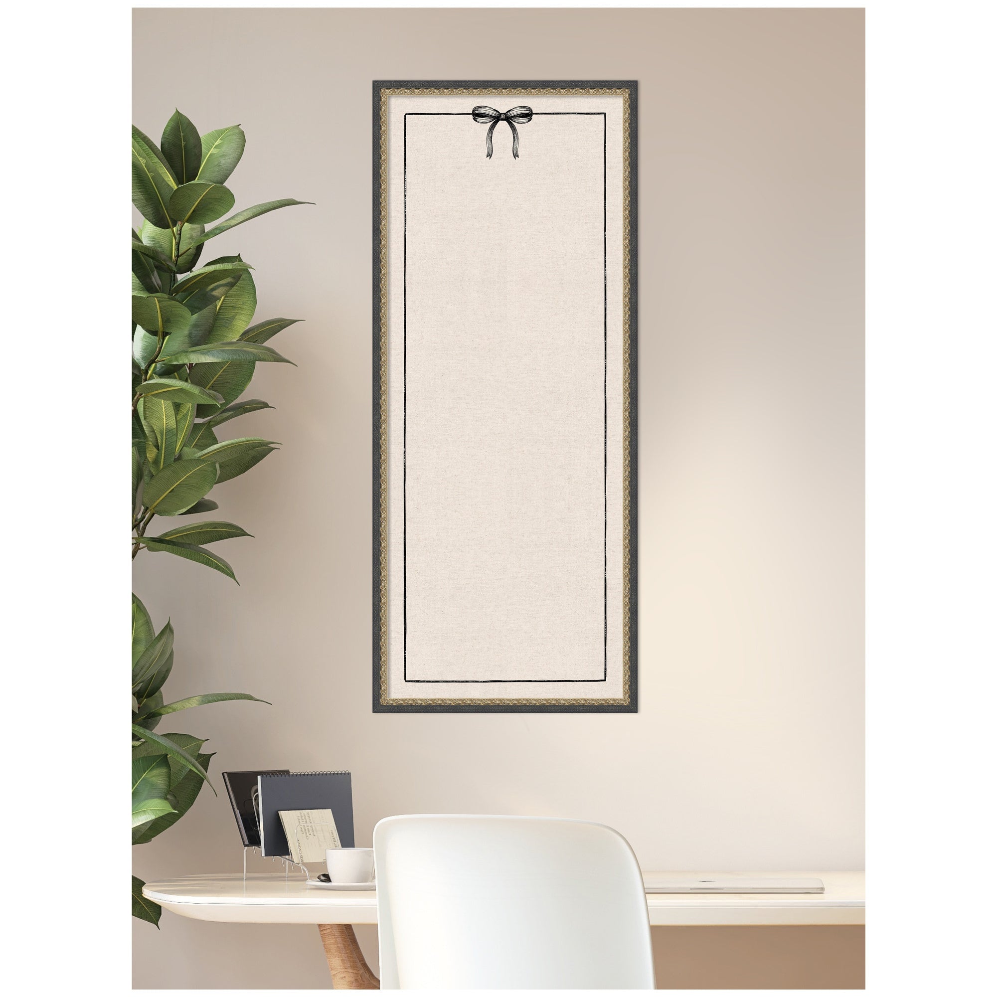 Framed Fabric Pinboard Linen Coquette Black Bow Frame Wall Organization