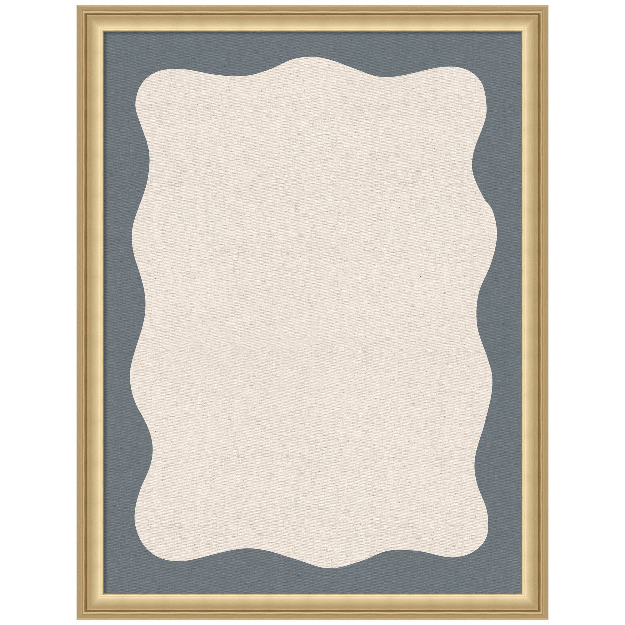 Framed Fabric Pinboard Wavy Linen and Smokey Blue Wall Organization