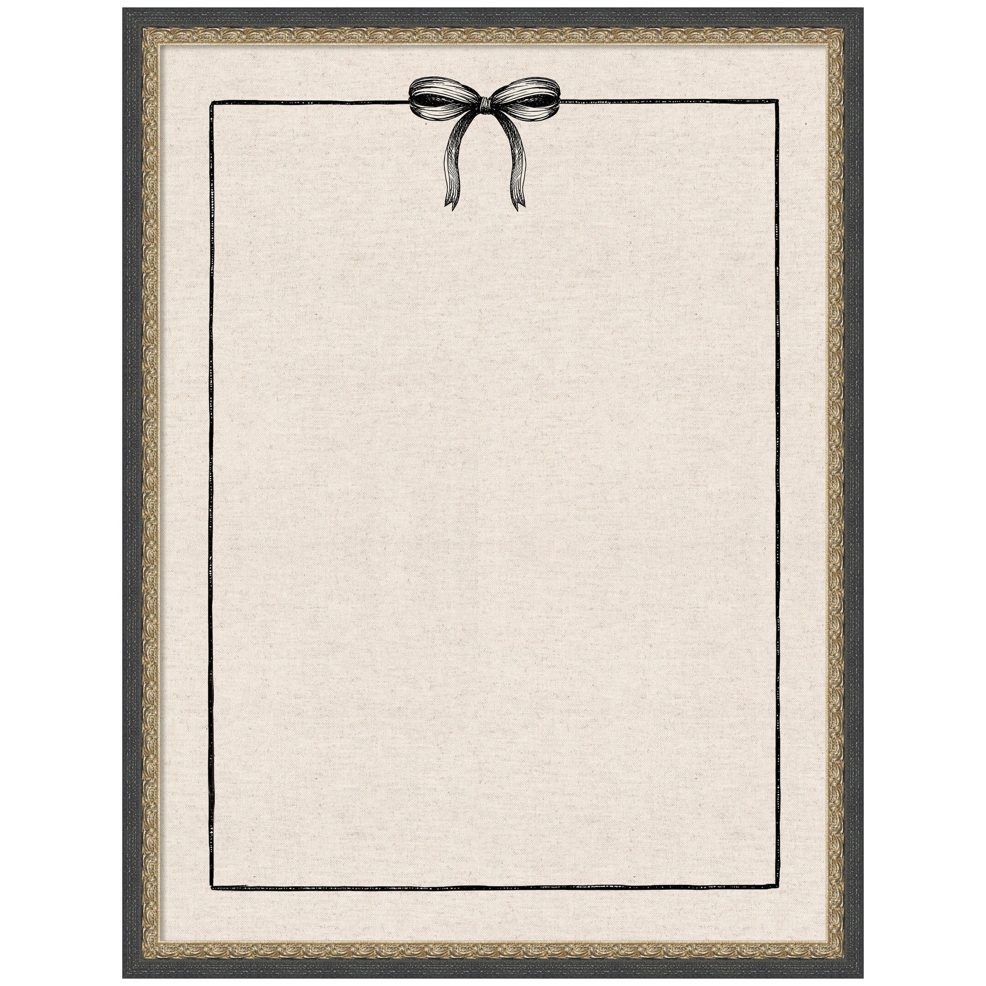 Framed Fabric Pinboard Linen Coquette Black Bow Frame Wall Organization