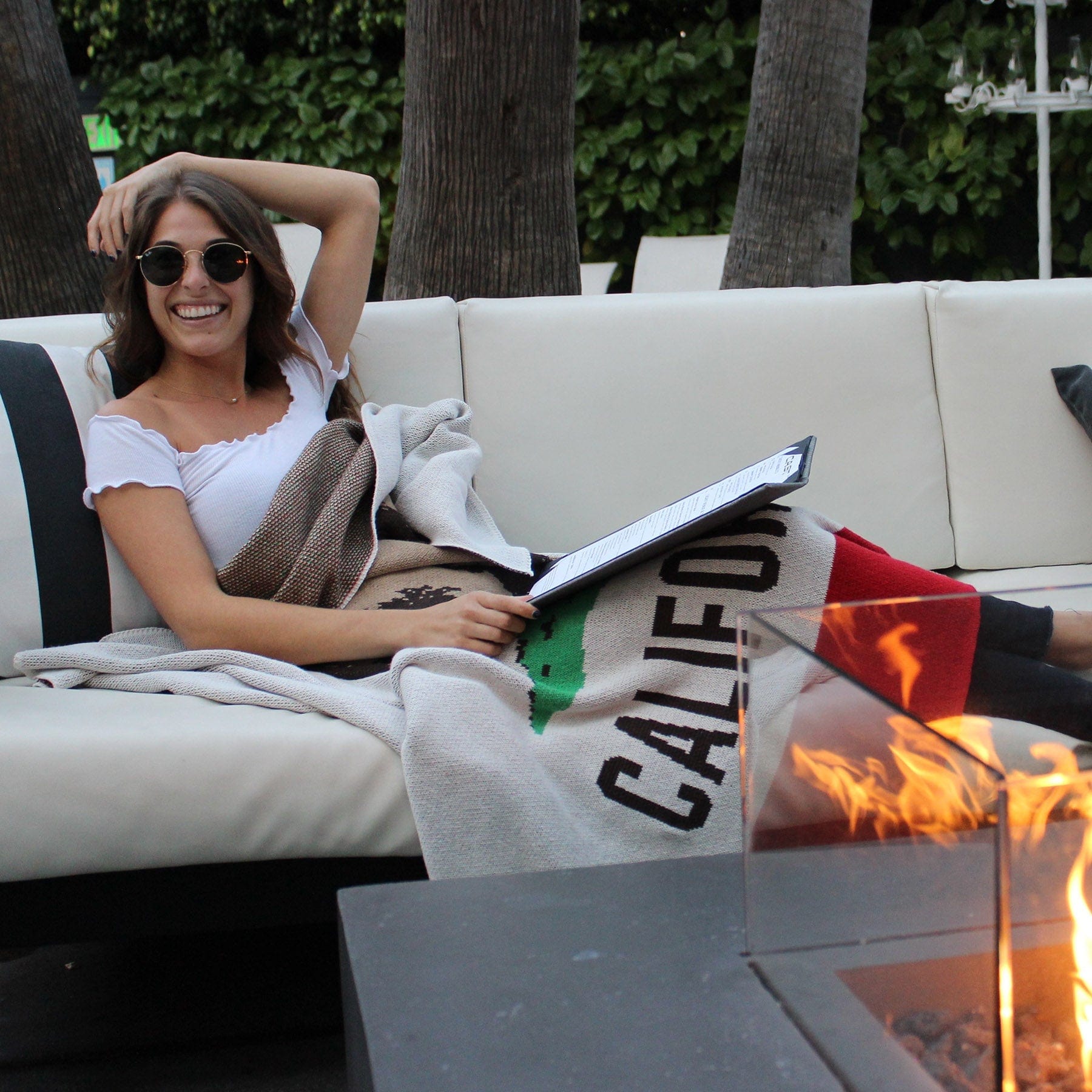 Cotton Sustainable Knit Throw Blanket - California Flag