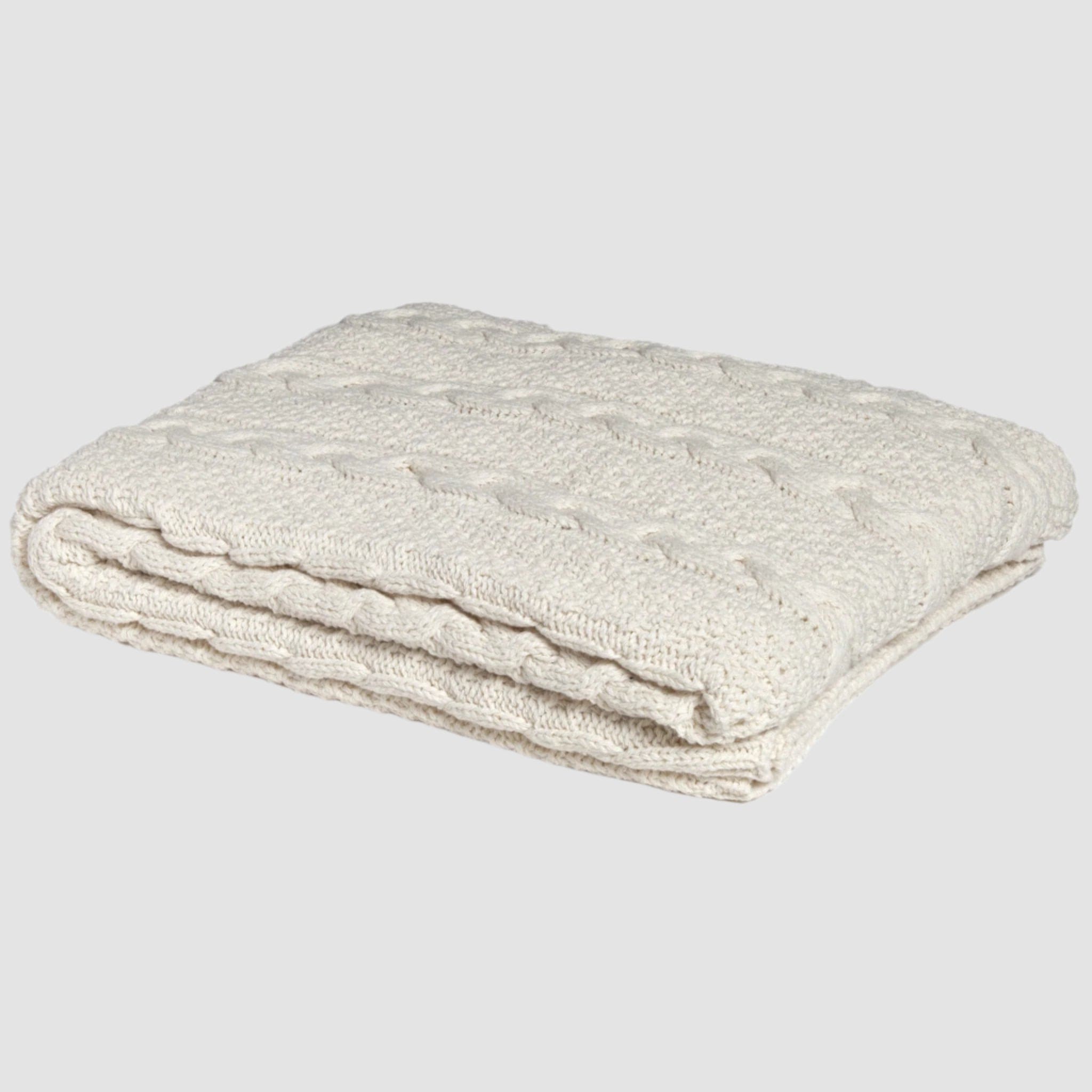 Textured Sustainable Knit Throw Blanket - Chunky Cable